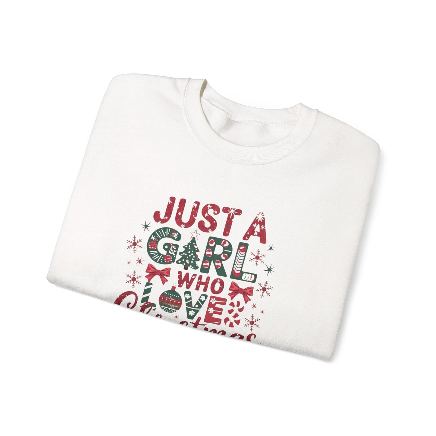 Just A Girl Who Loves Christmas Heavy Blend™ Crewneck Sweatshirt