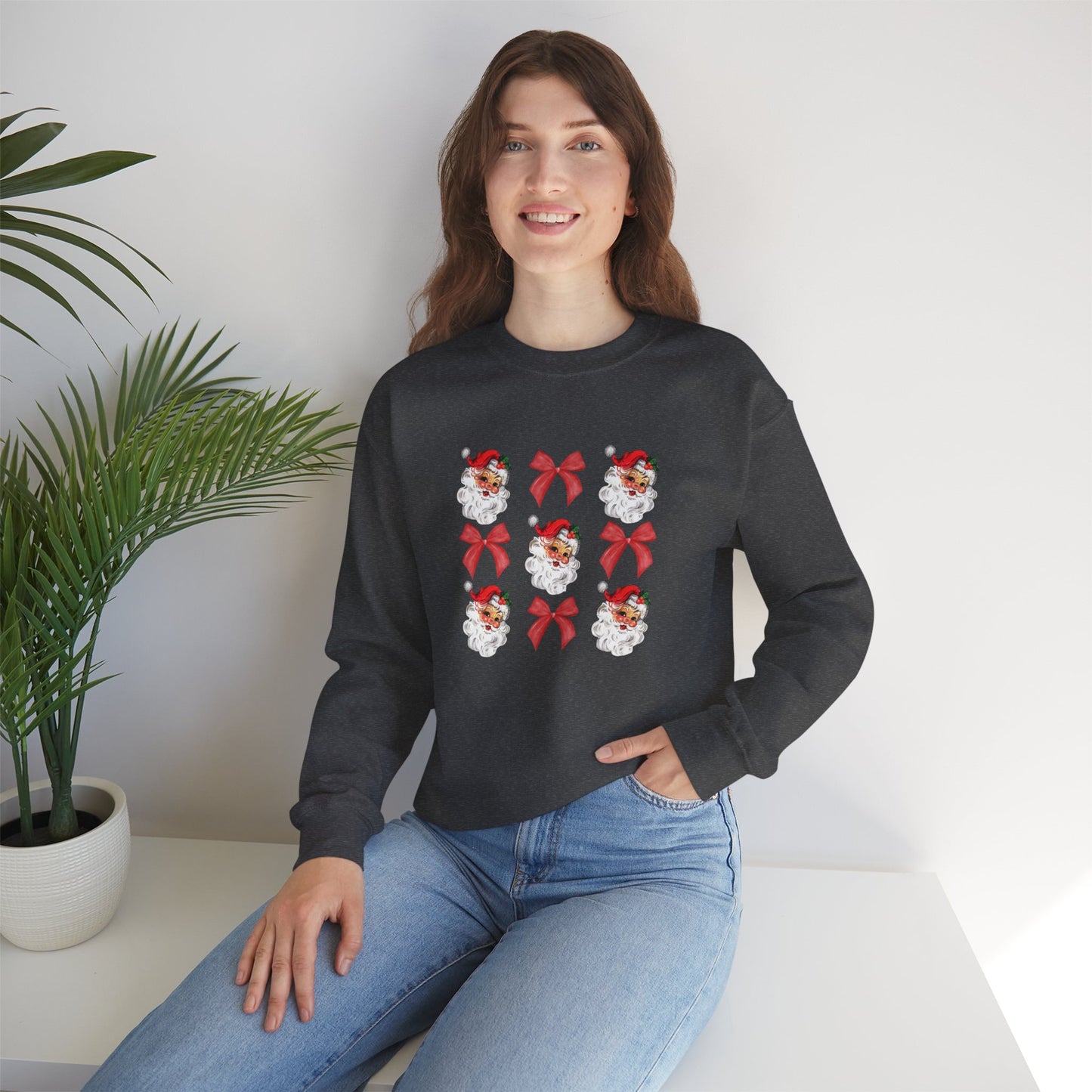 Christmas Bows & Santa Unisex Heavy Blend™ Crewneck Sweatshirt