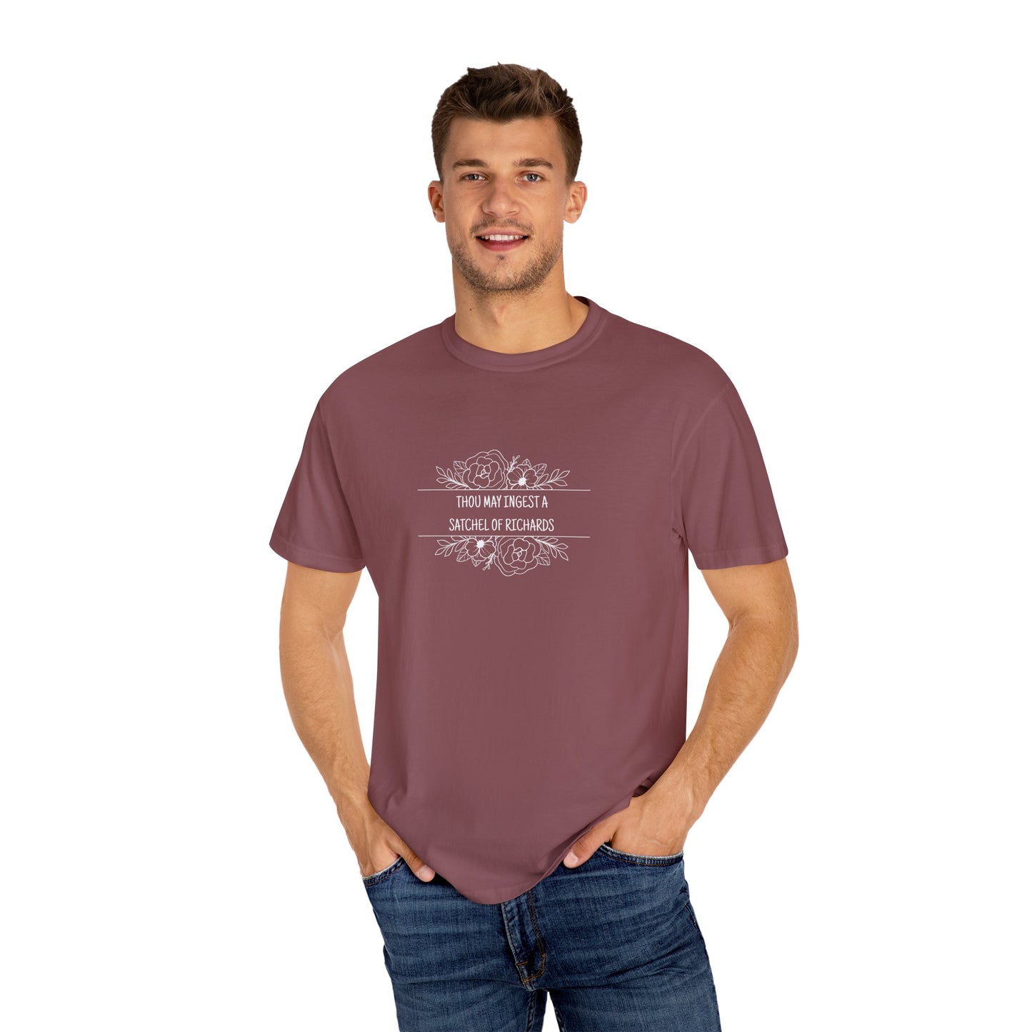 Thou May Ingest A Satchel of Richards Unisex Garment-Dyed T-shirt