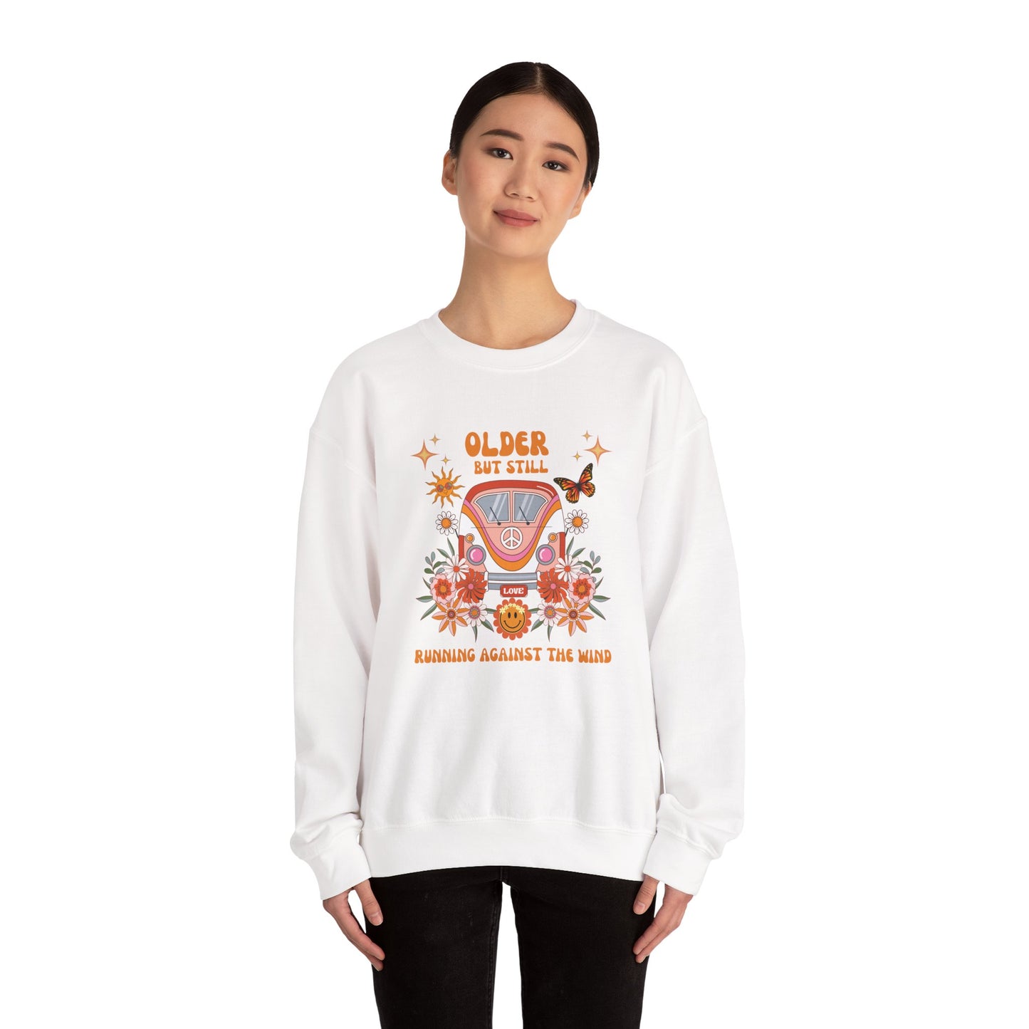 Older But Still Running Against The Wind Unisex Heavy Blend™ Crewneck Sweatshirt