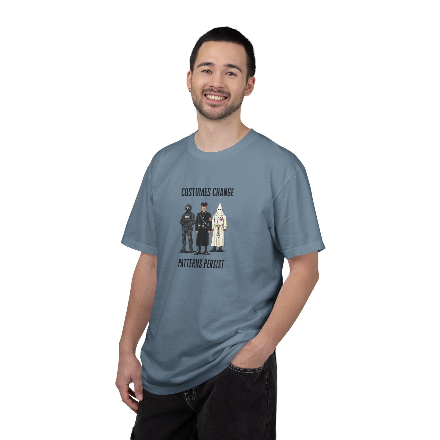 Costumes Change. Patterns Persist. Unisex Garment-Dyed T-shirt