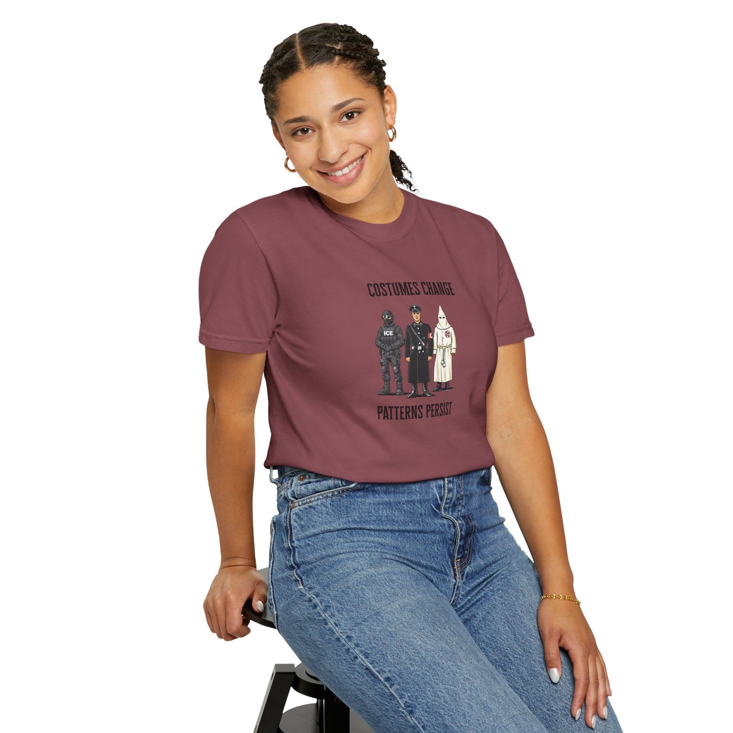 Costumes Change. Patterns Persist. Unisex Garment-Dyed T-shirt