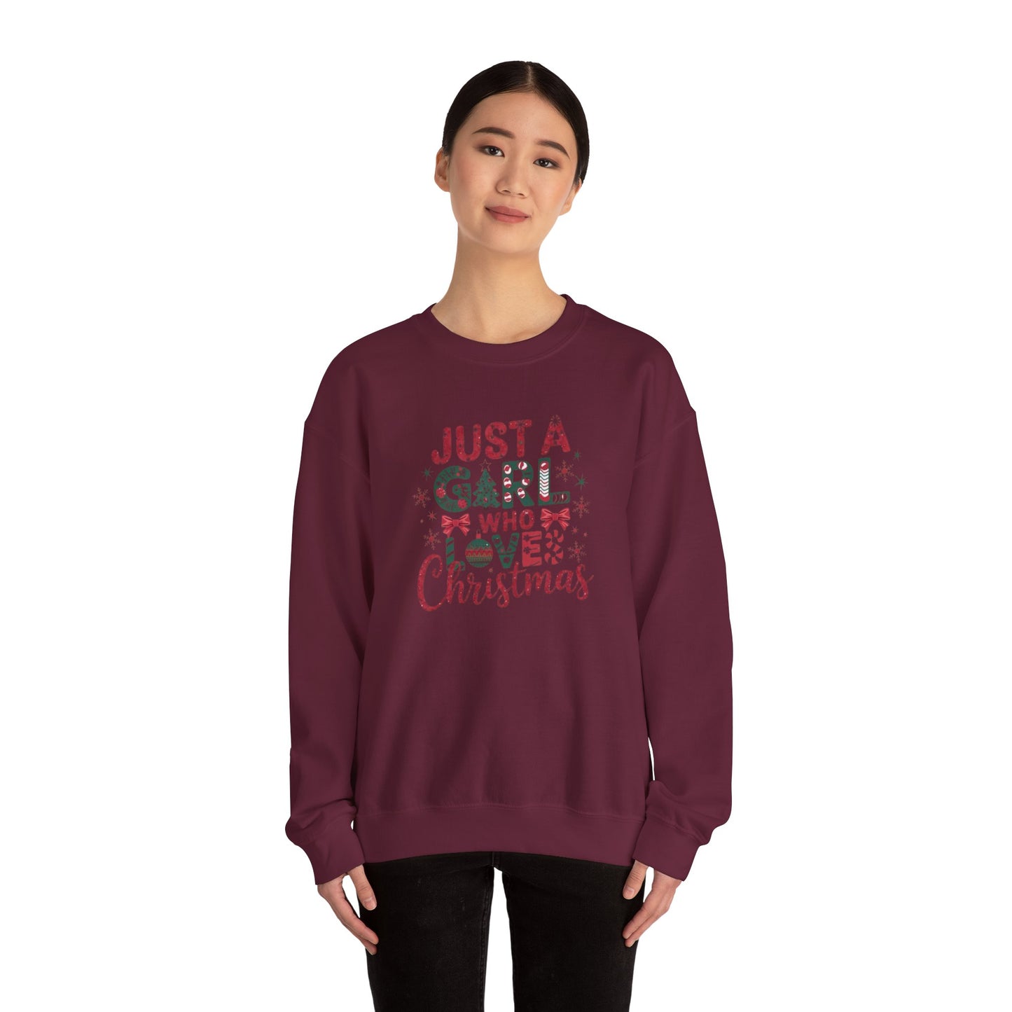 Just A Girl Who Loves Christmas Heavy Blend™ Crewneck Sweatshirt