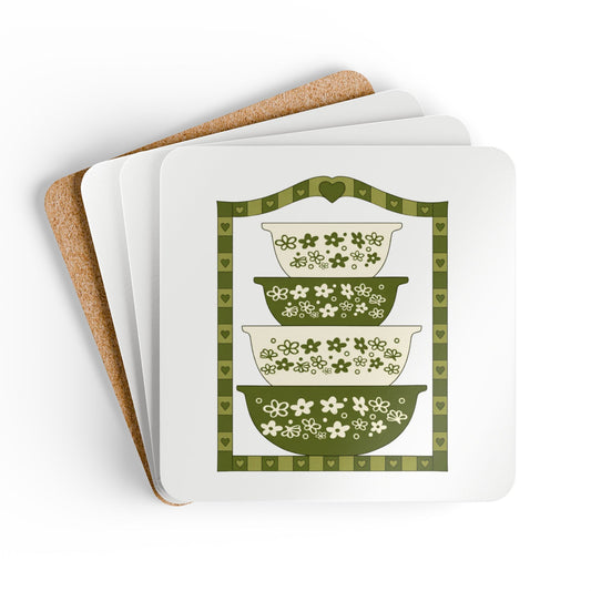 Vintage Dishware Corkwood Coaster Set