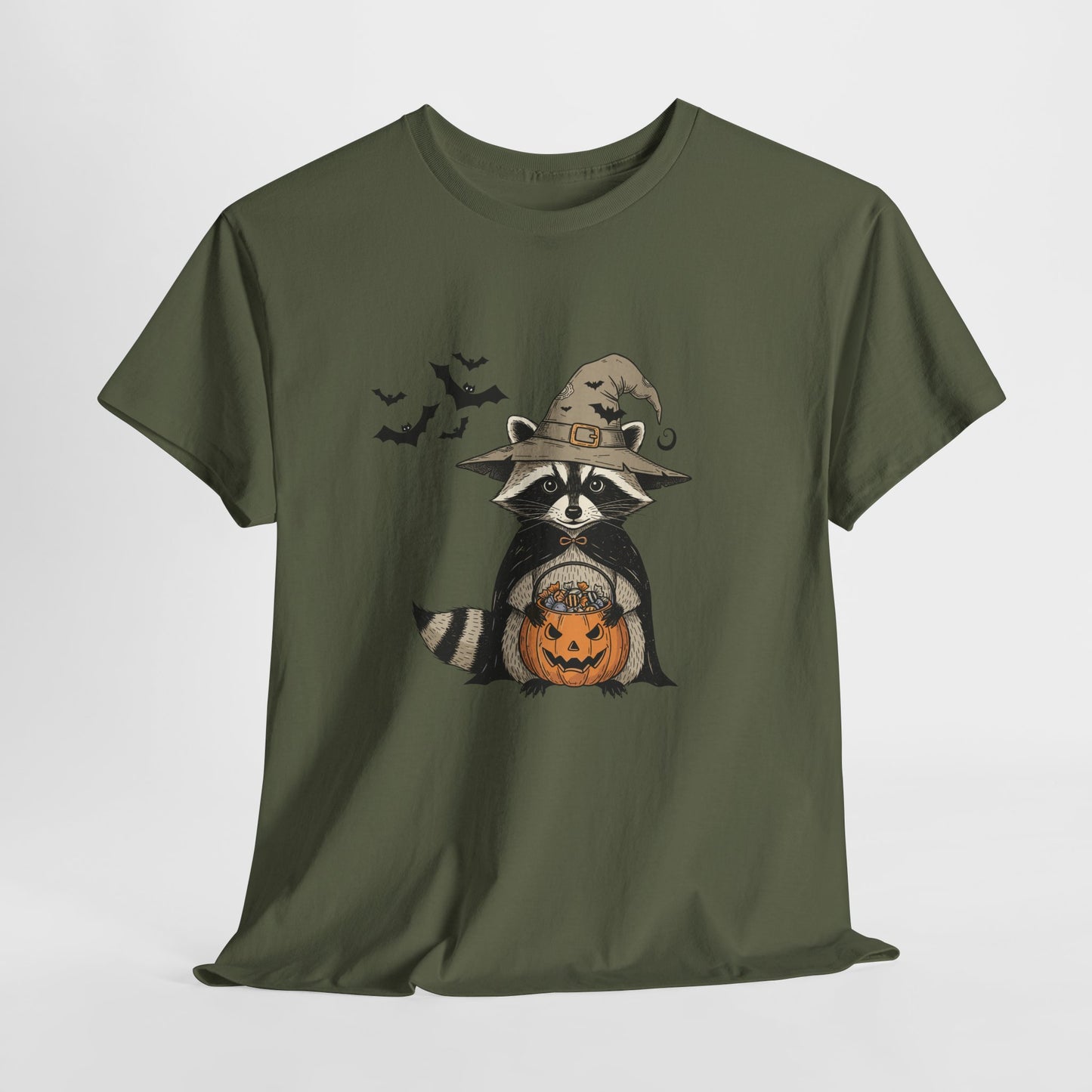 Halloween Raccoon Unisex Heavy Cotton Tee