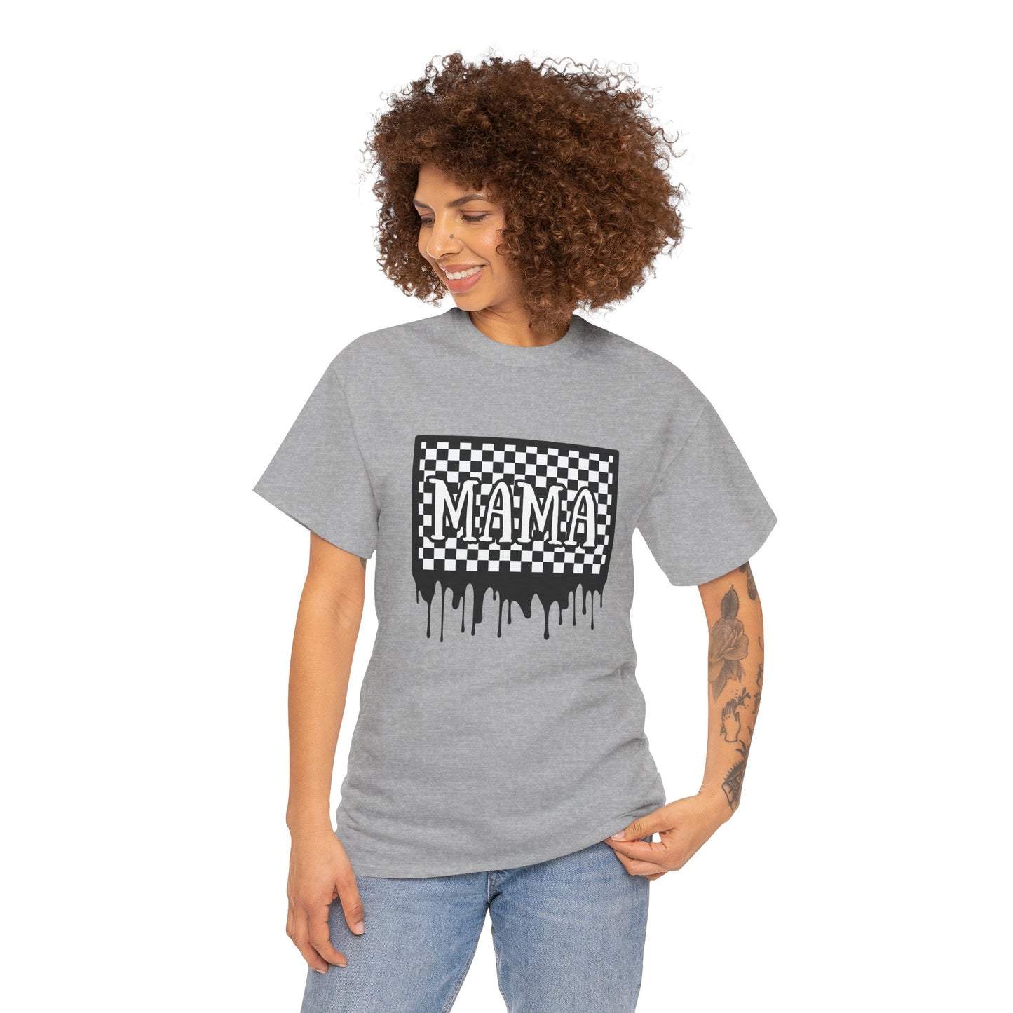 Checkered 'MAMA' Heavy Cotton Tee