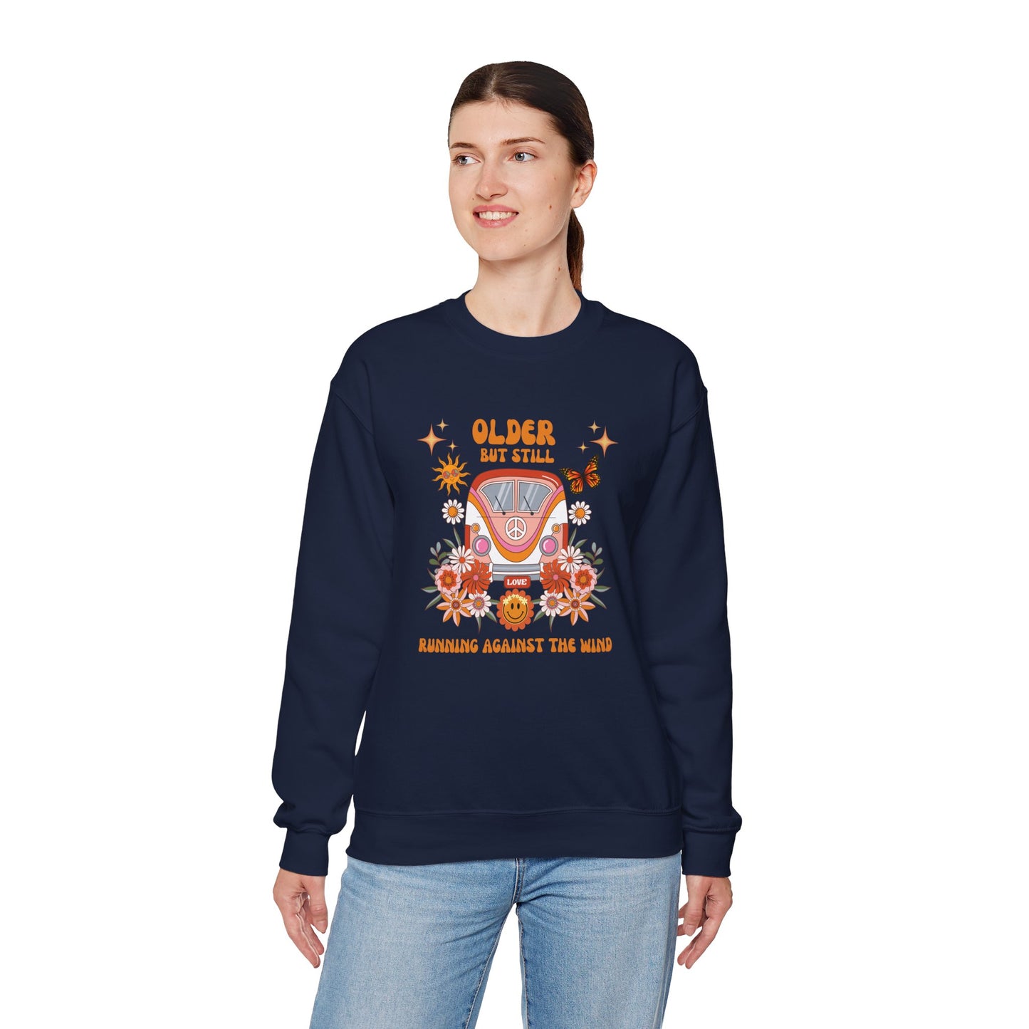Older But Still Running Against The Wind Unisex Heavy Blend™ Crewneck Sweatshirt