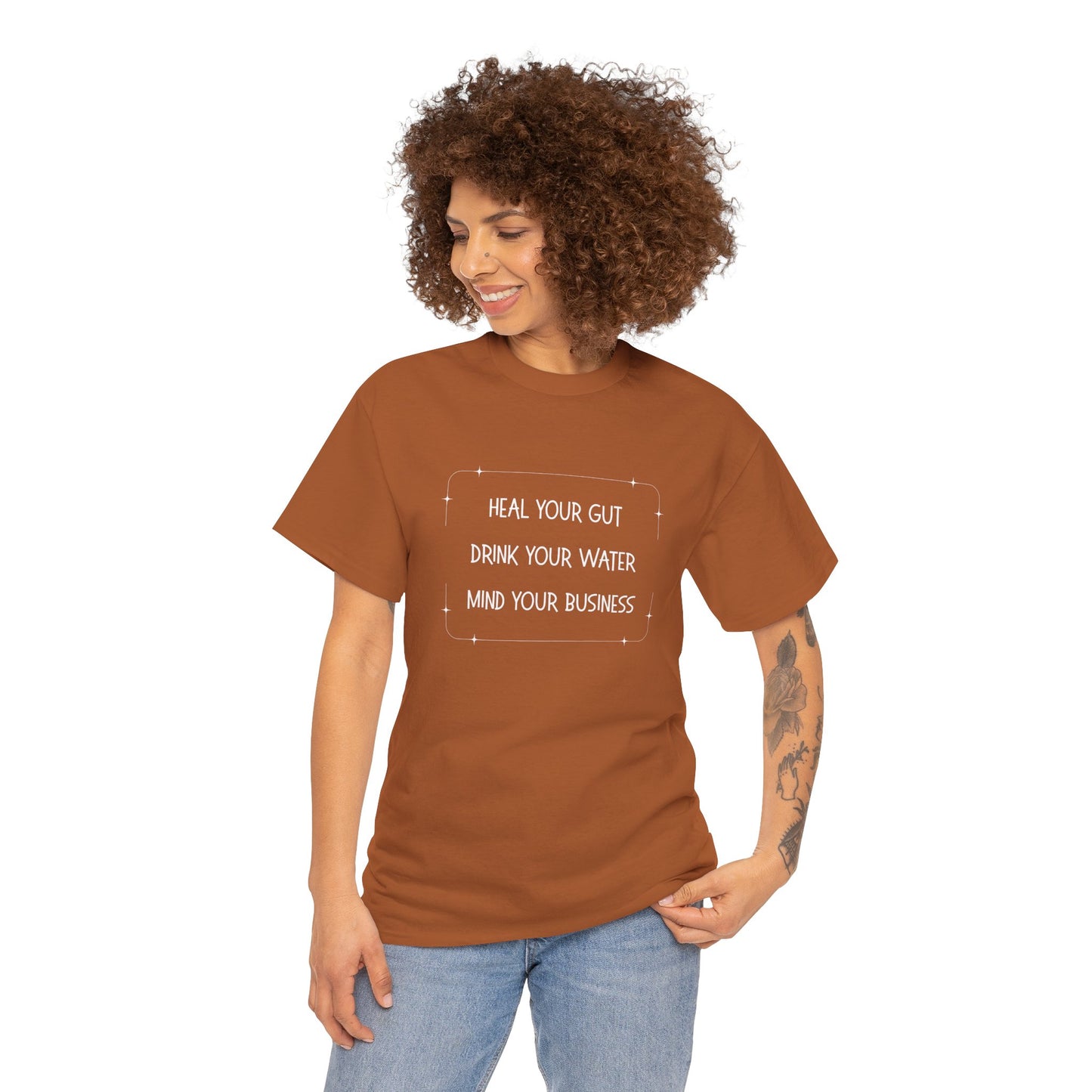 Heal Your Gut, Drink Your Water, Mind Your Business Unisex Heavy Cotton Tee