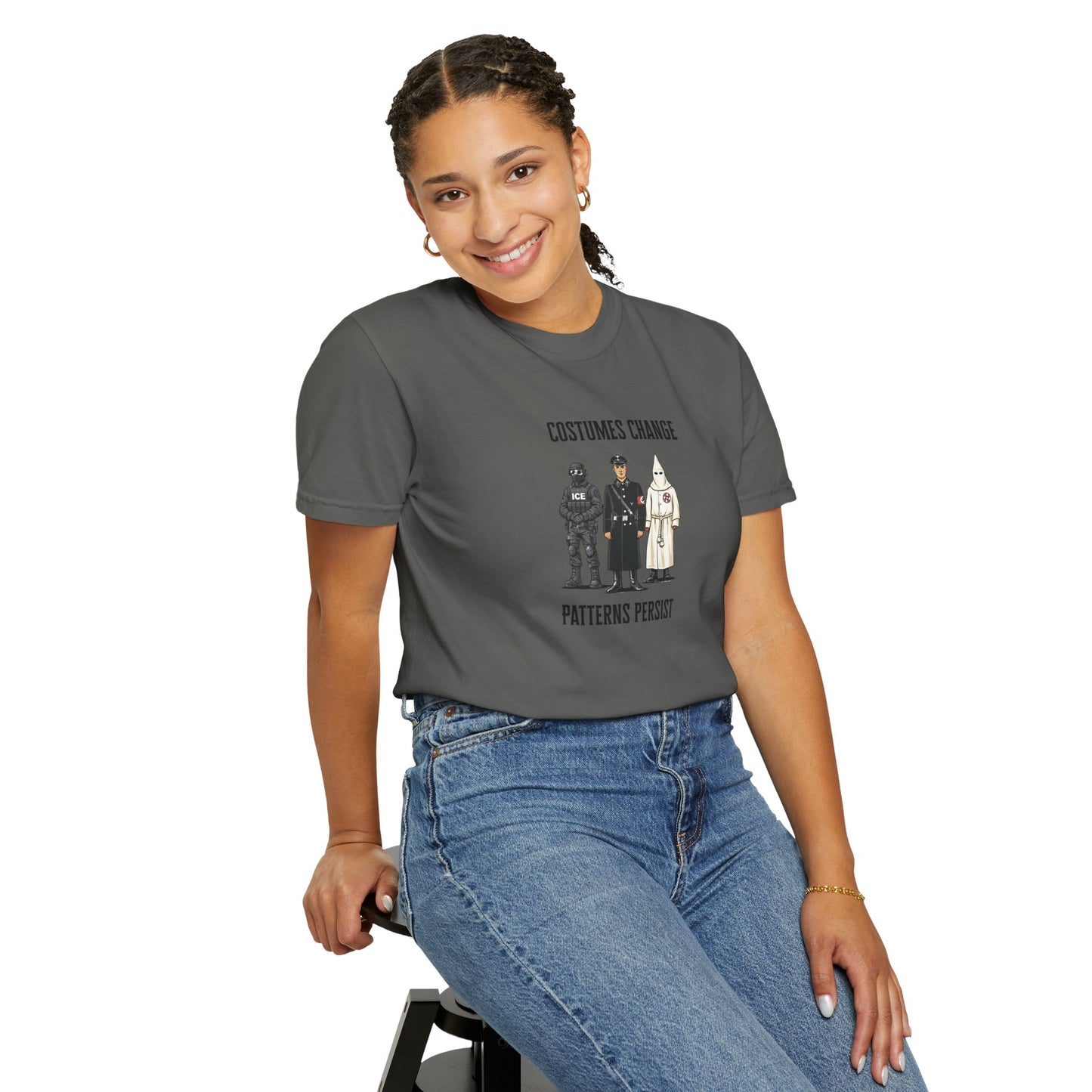 Costumes Change. Patterns Persist. Unisex Garment-Dyed T-shirt