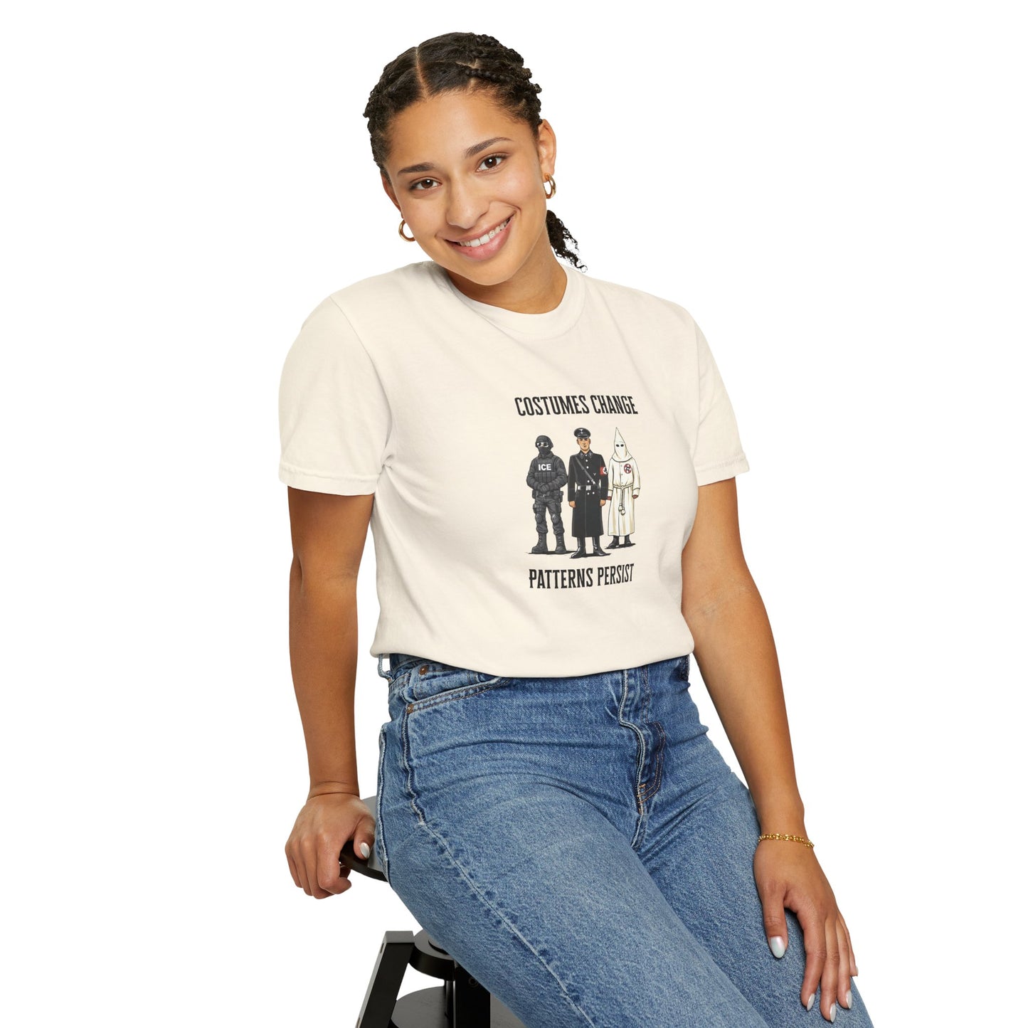 Costumes Change. Patterns Persist. Unisex Garment-Dyed T-shirt