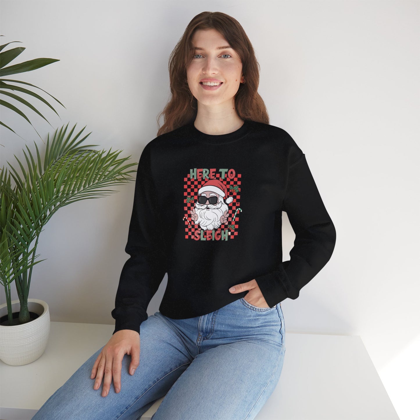 Here To Sleigh Heavy Blend™ Crewneck Sweatshirt