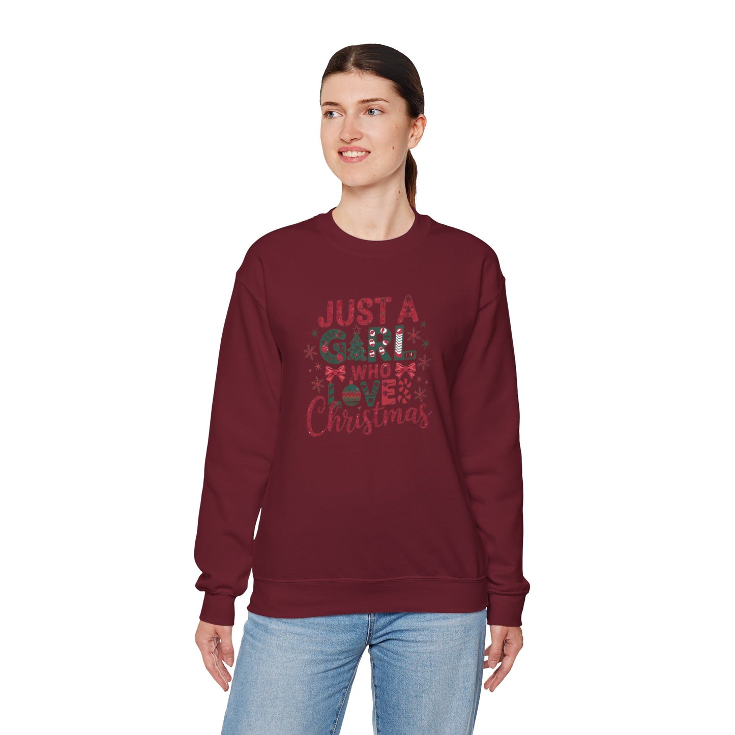Just A Girl Who Loves Christmas Heavy Blend™ Crewneck Sweatshirt