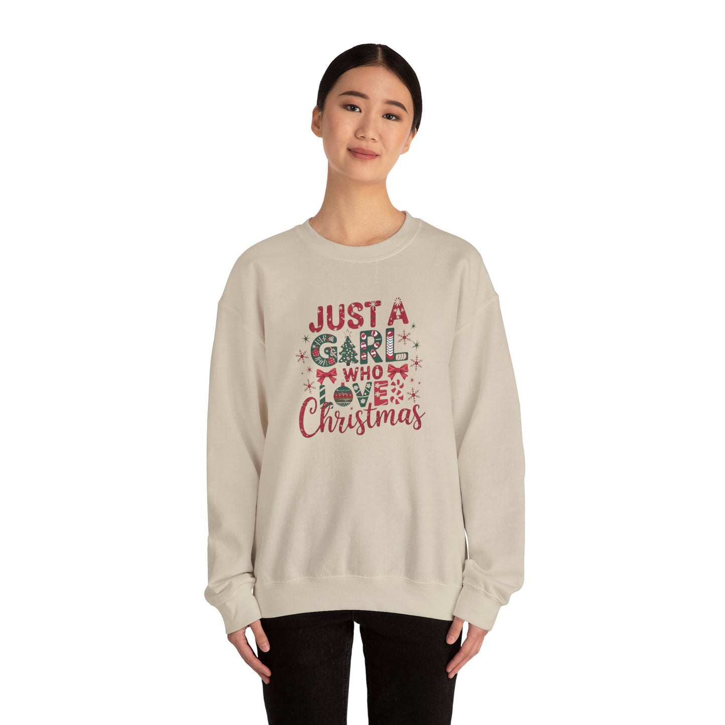 Just A Girl Who Loves Christmas Heavy Blend™ Crewneck Sweatshirt