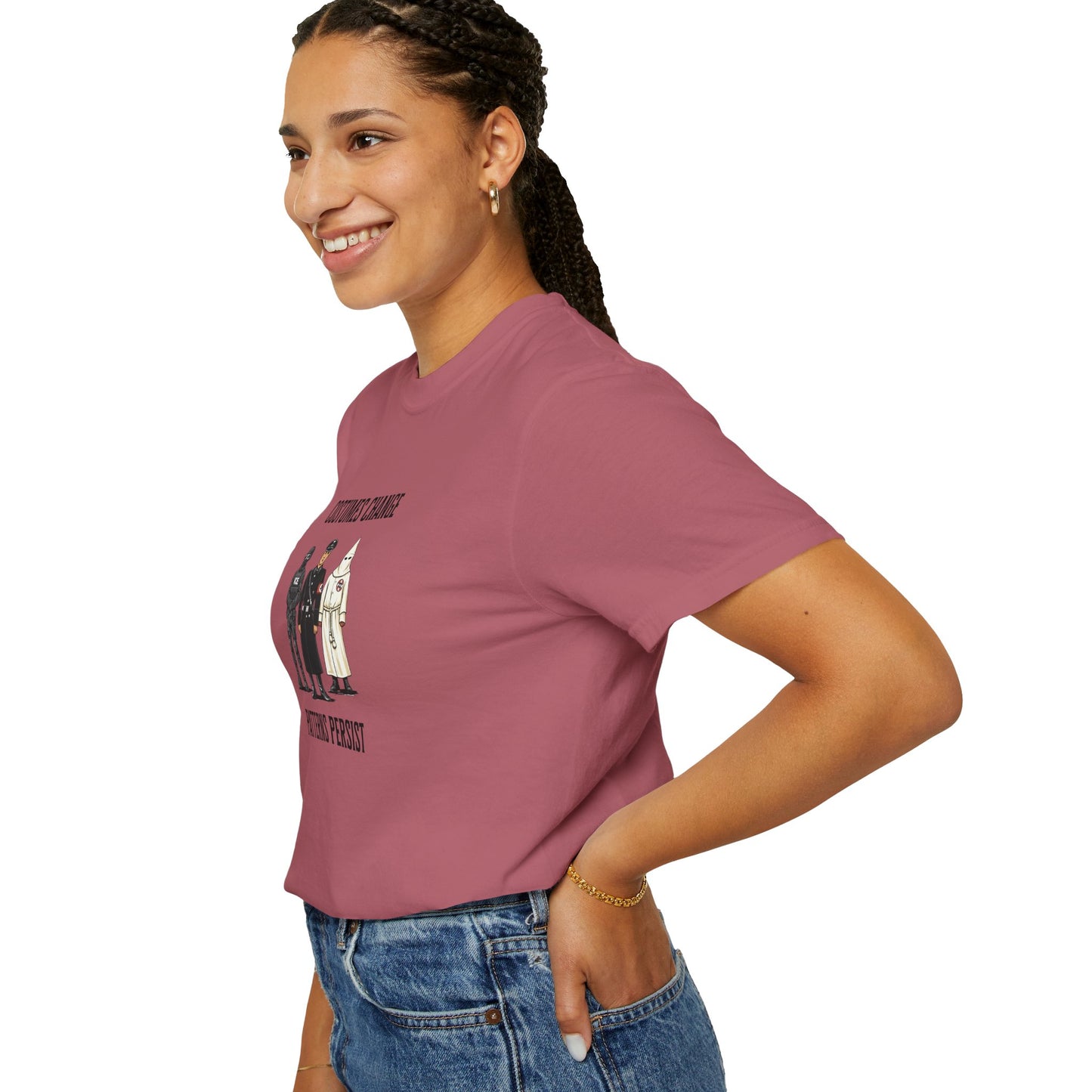 Costumes Change. Patterns Persist. Unisex Garment-Dyed T-shirt