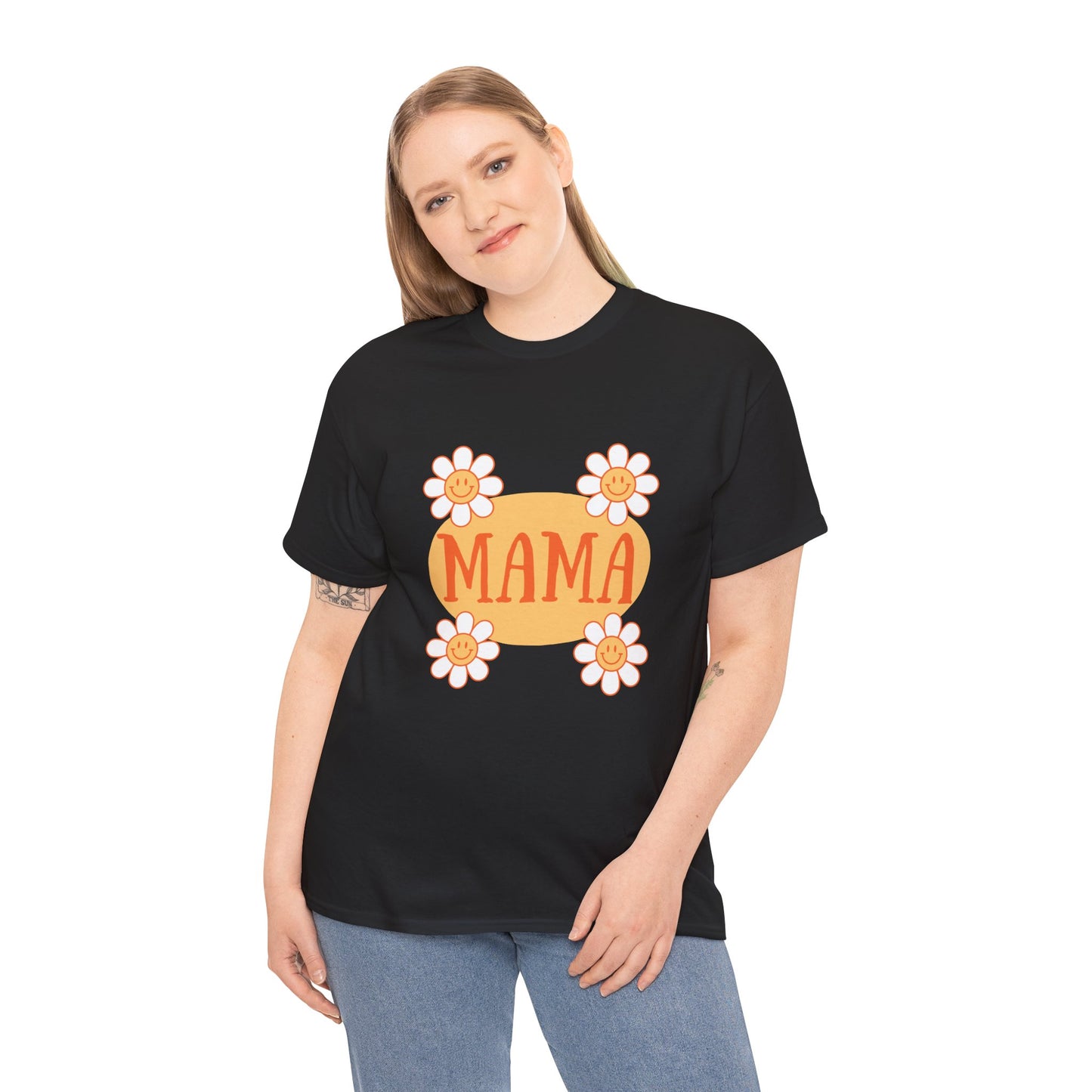 MAMA Retro Flowers Heavy Cotton Tee