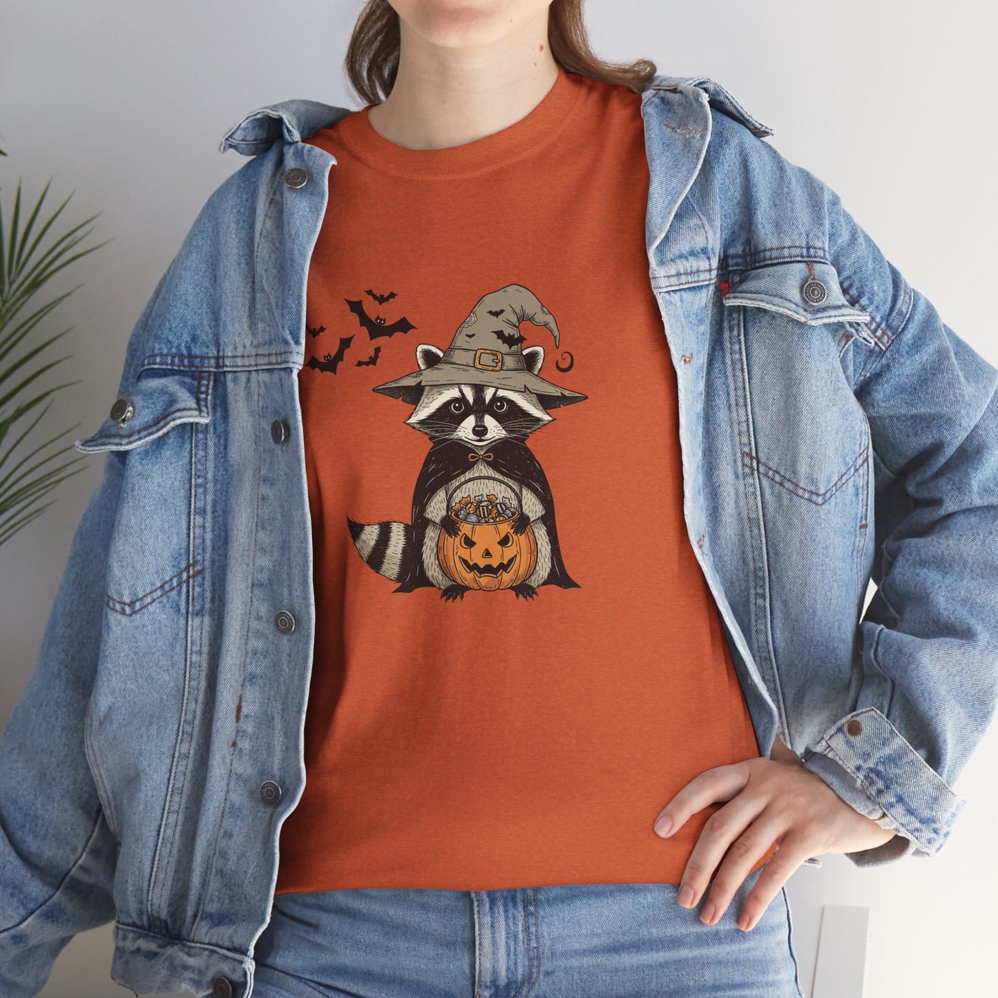 Halloween Raccoon Unisex Heavy Cotton Tee