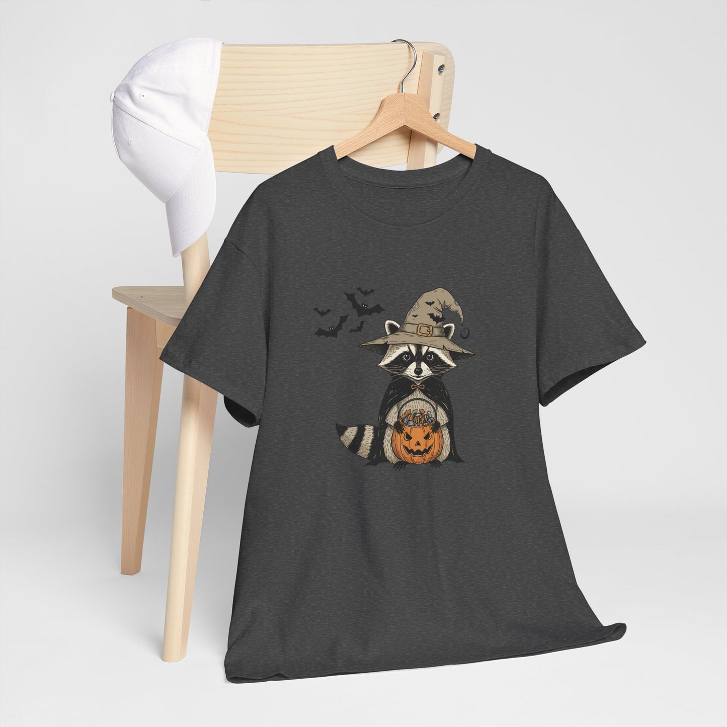 Halloween Raccoon Unisex Heavy Cotton Tee
