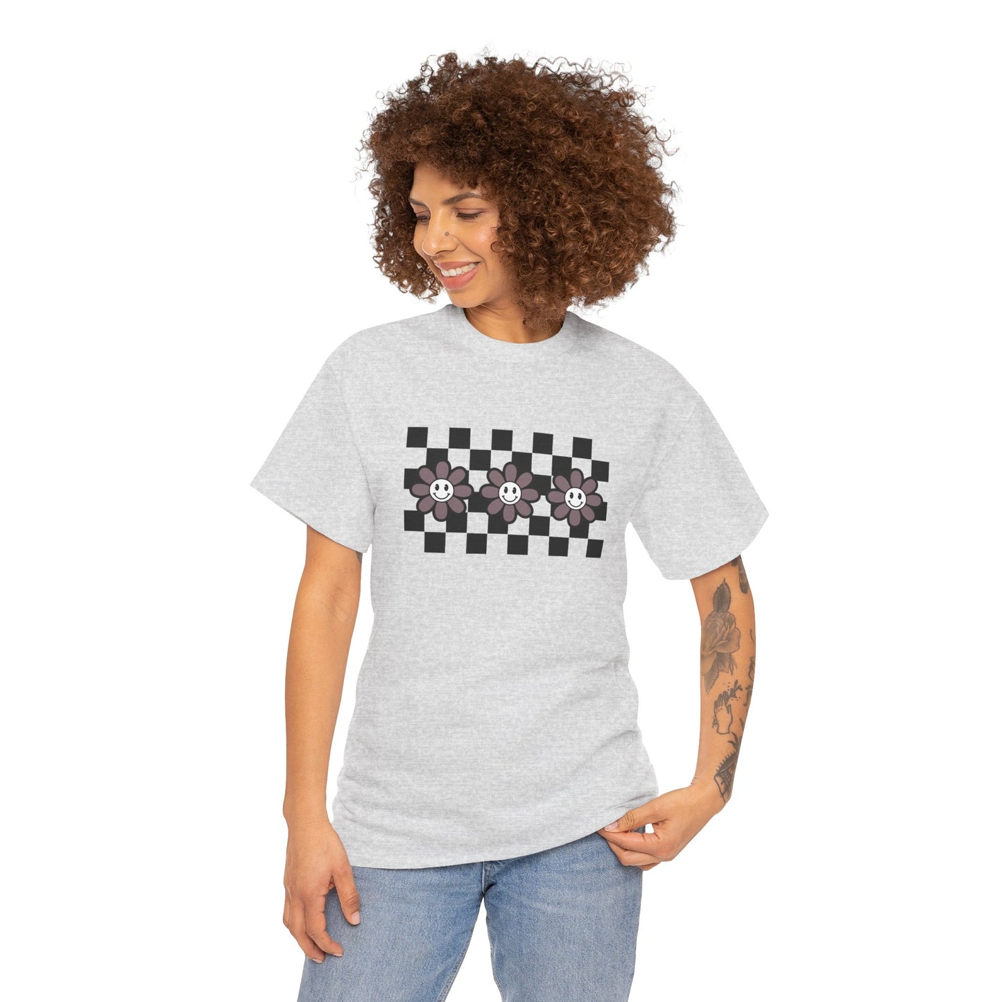 Checkered Flowers Heavy Cotton Tee