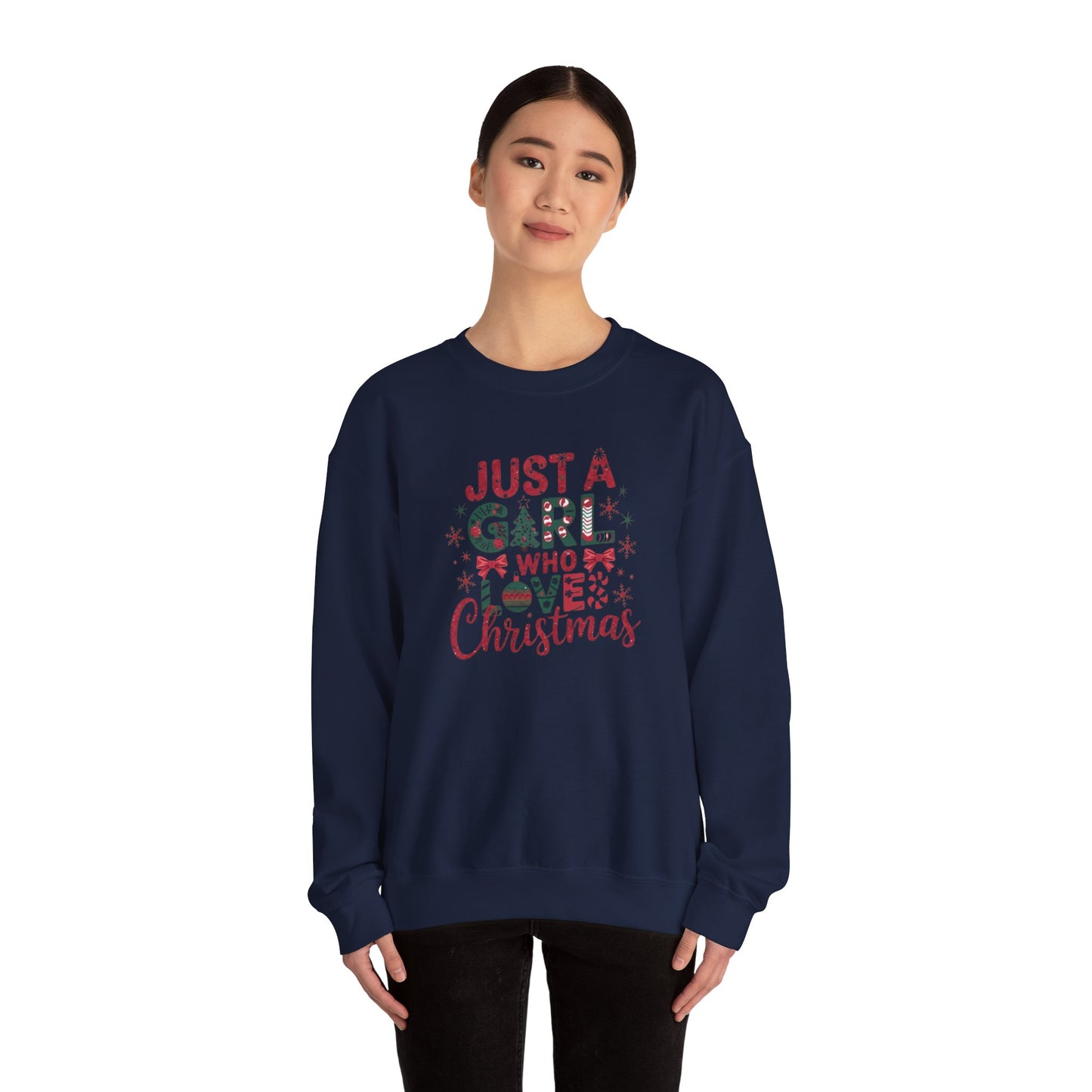 Just A Girl Who Loves Christmas Heavy Blend™ Crewneck Sweatshirt