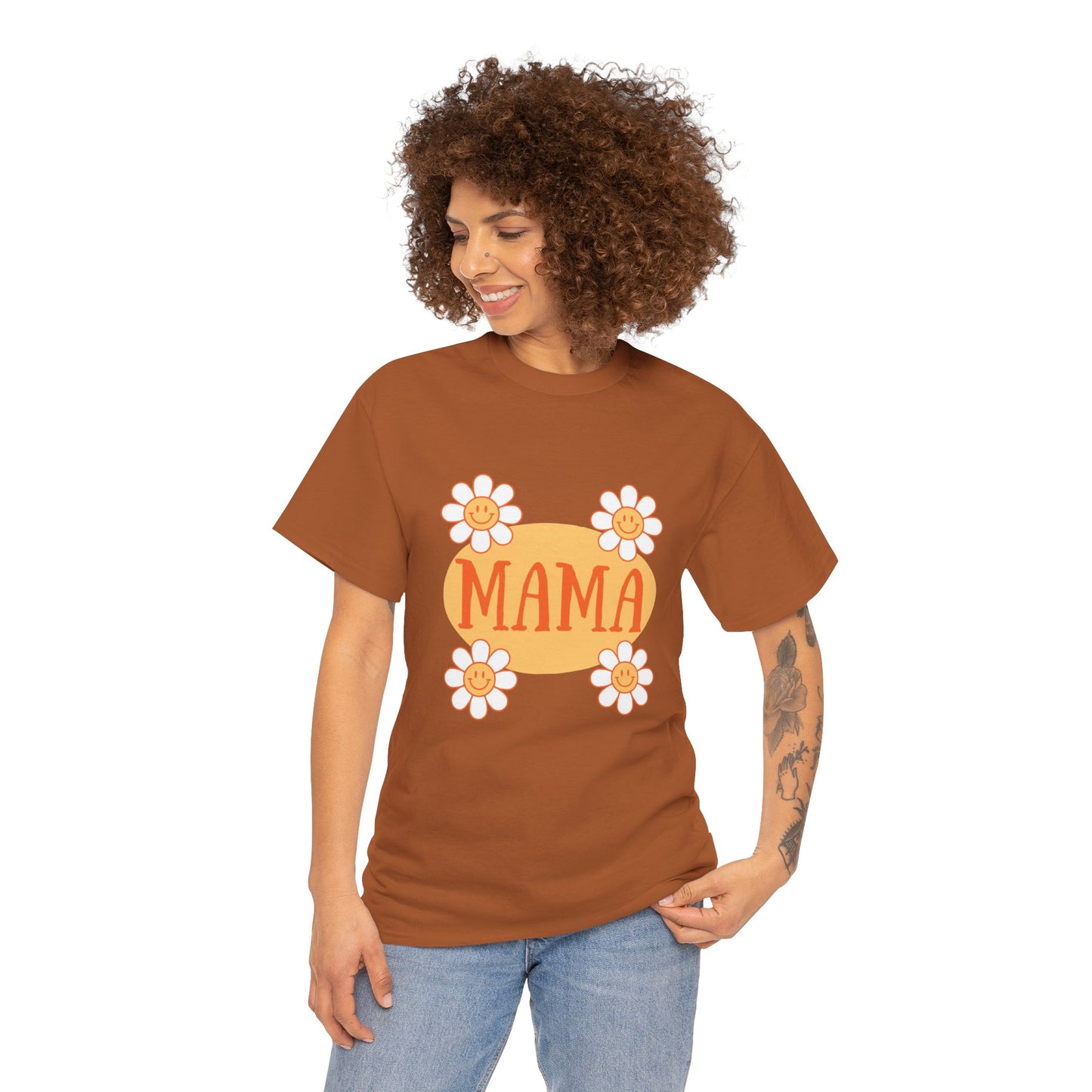 MAMA Retro Flowers Heavy Cotton Tee