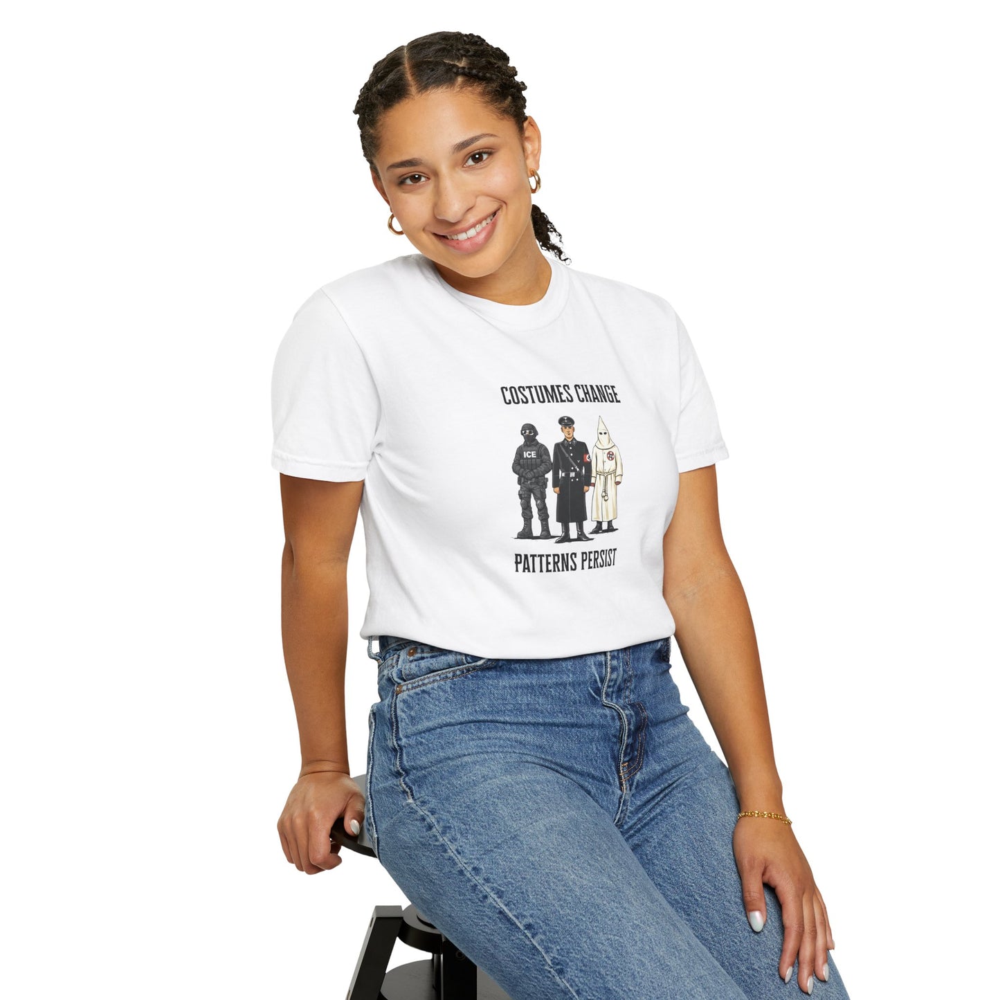 Costumes Change. Patterns Persist. Unisex Garment-Dyed T-shirt