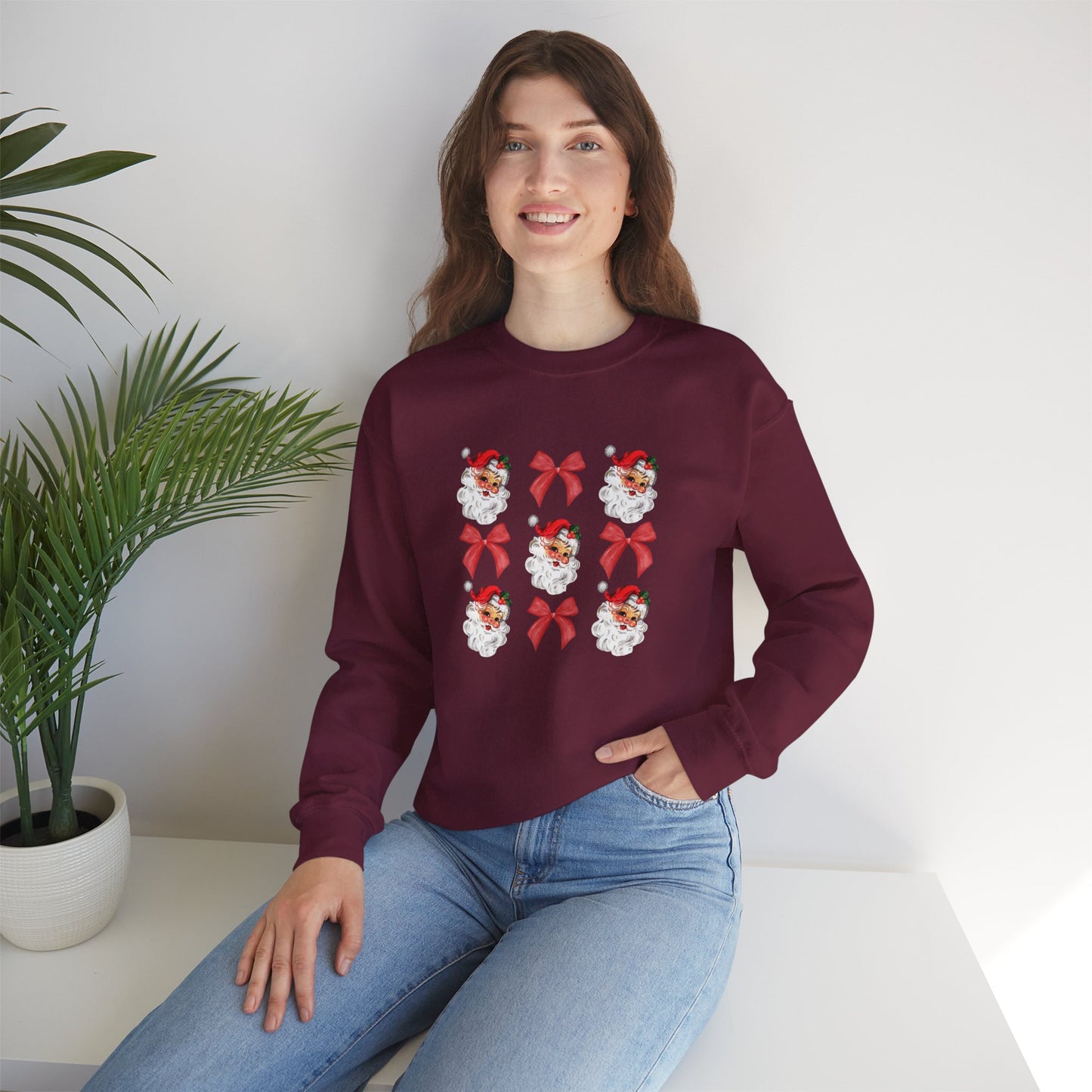 Christmas Bows & Santa Unisex Heavy Blend™ Crewneck Sweatshirt
