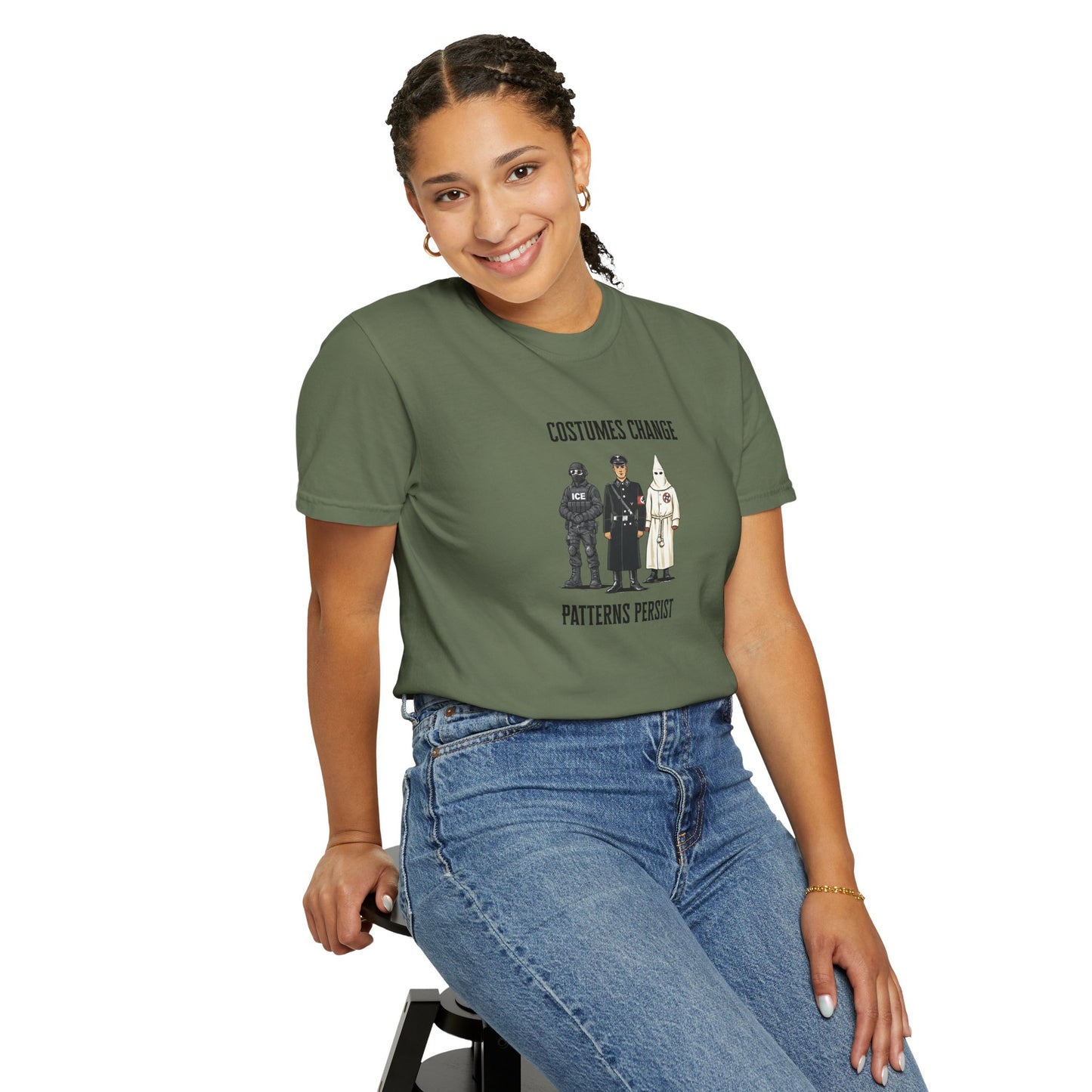 Costumes Change. Patterns Persist. Unisex Garment-Dyed T-shirt