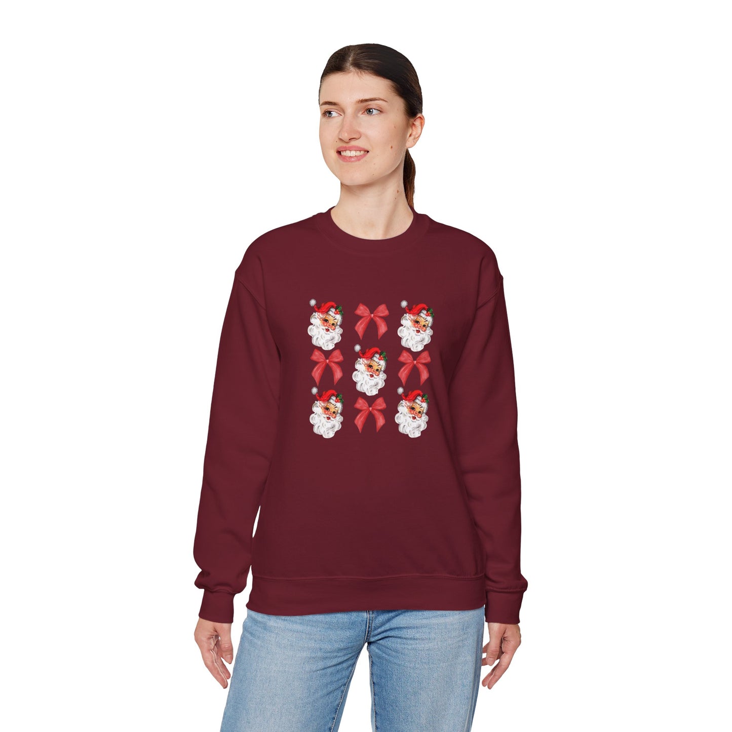 Christmas Bows & Santa Unisex Heavy Blend™ Crewneck Sweatshirt