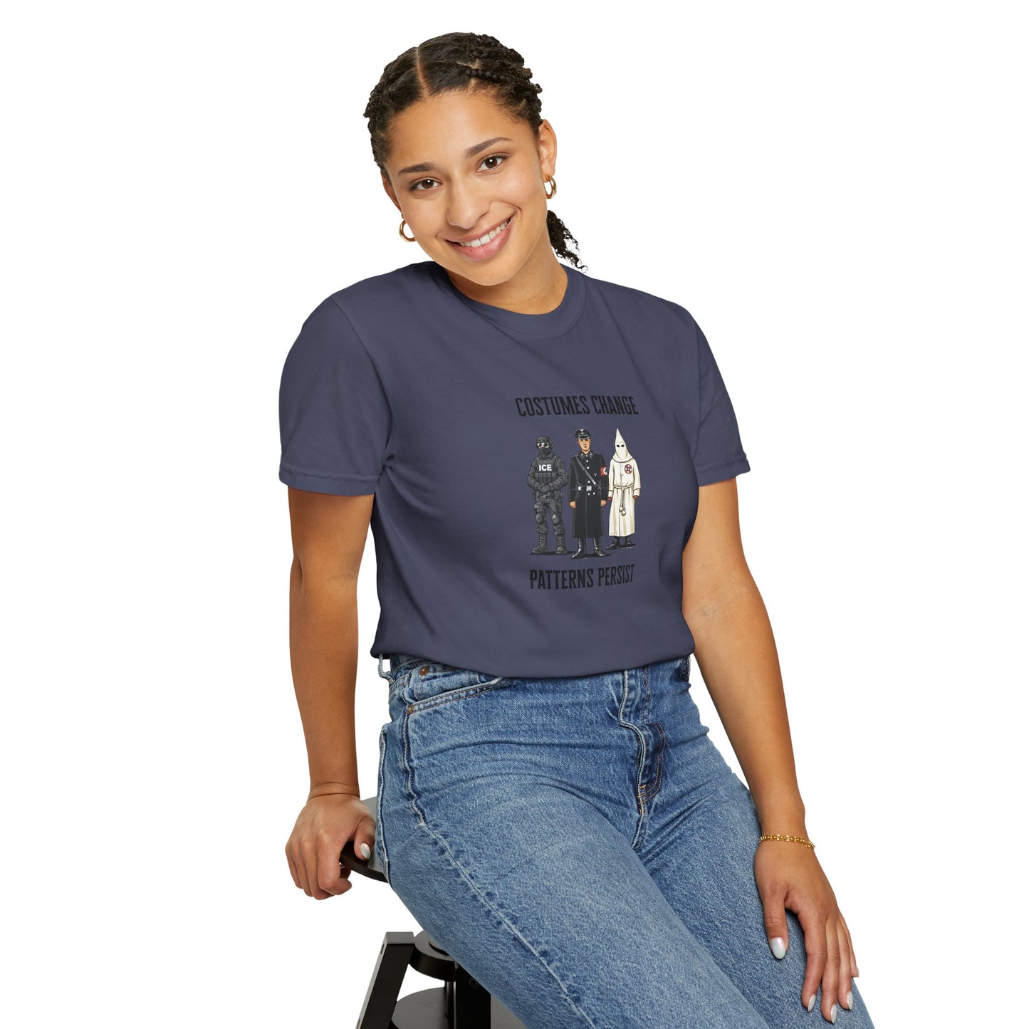 Costumes Change. Patterns Persist. Unisex Garment-Dyed T-shirt
