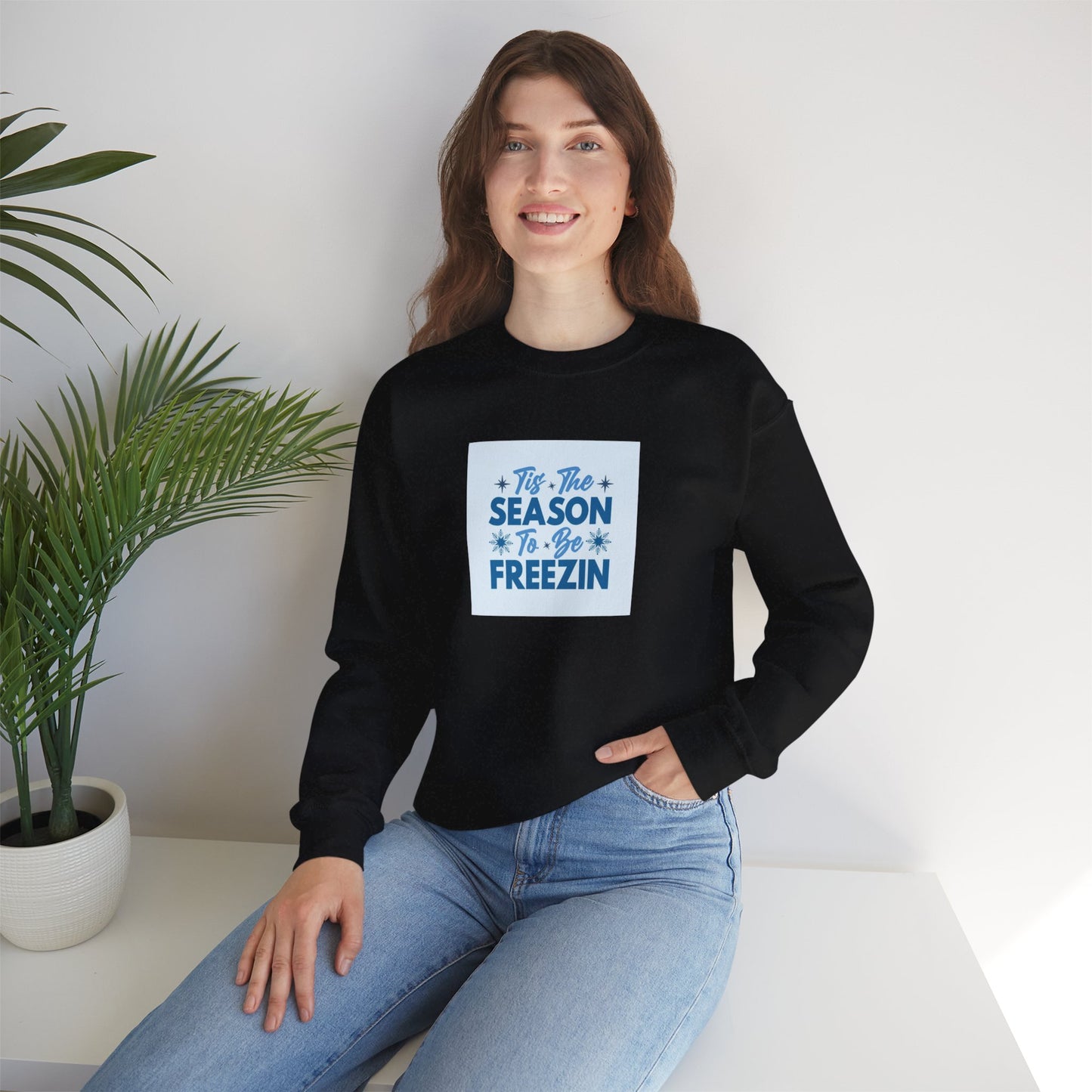 Tis The Season To Be Freezin Unisex Heavy Blend™ Crewneck Sweatshirt