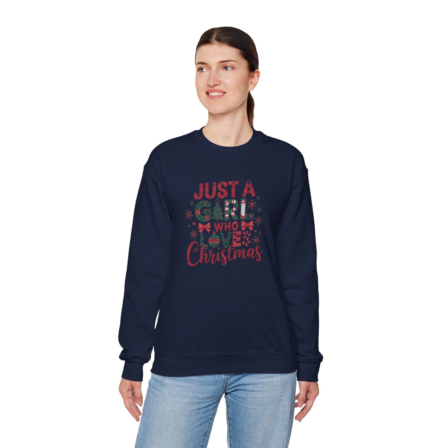 Just A Girl Who Loves Christmas Heavy Blend™ Crewneck Sweatshirt