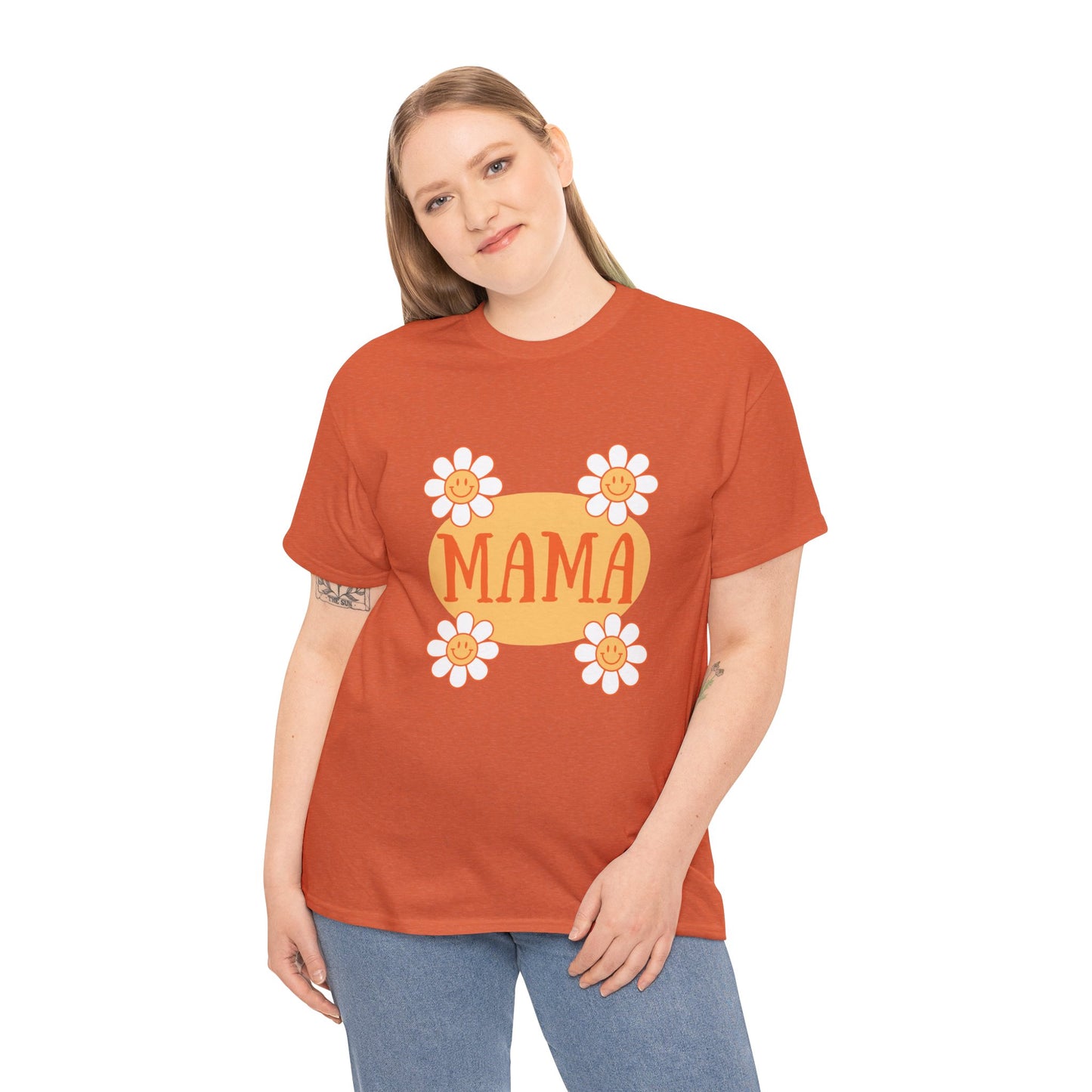 MAMA Retro Flowers Heavy Cotton Tee