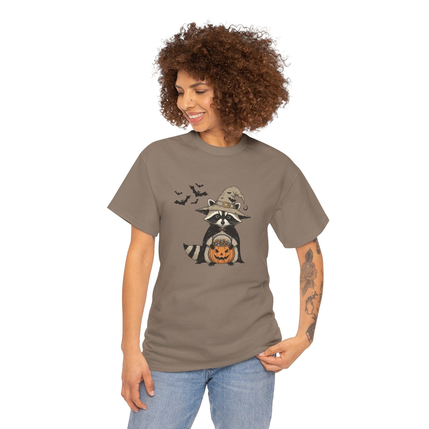Halloween Raccoon Unisex Heavy Cotton Tee
