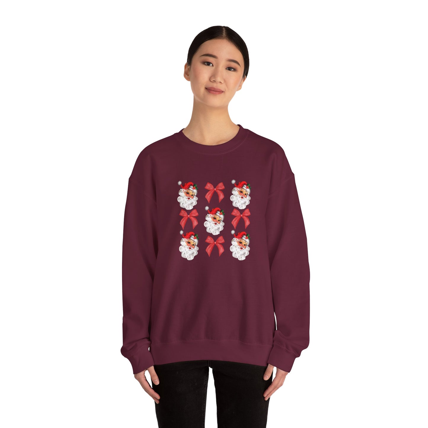 Christmas Bows & Santa Unisex Heavy Blend™ Crewneck Sweatshirt