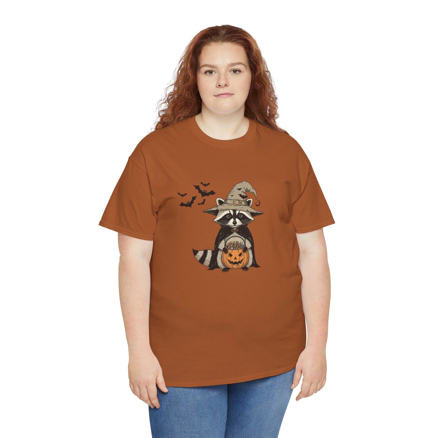 Halloween Raccoon Unisex Heavy Cotton Tee