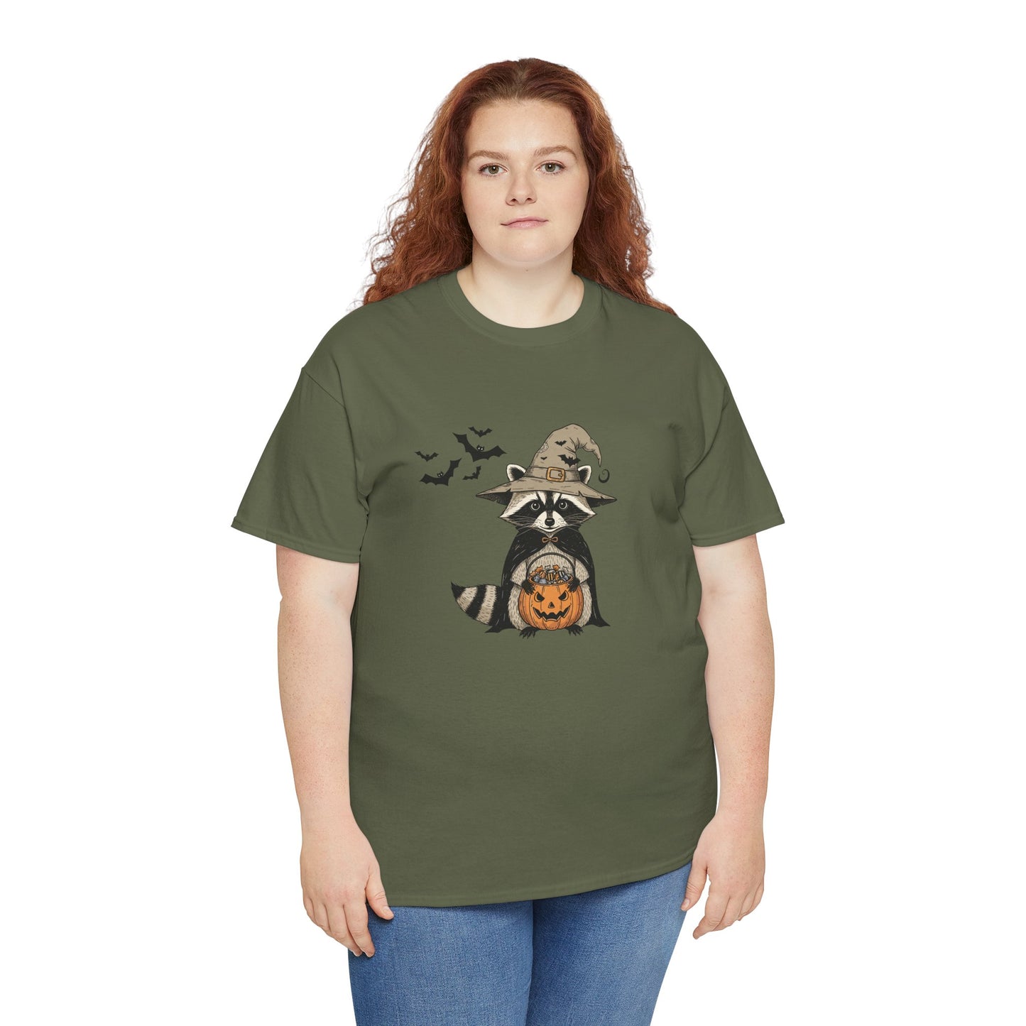 Halloween Raccoon Unisex Heavy Cotton Tee