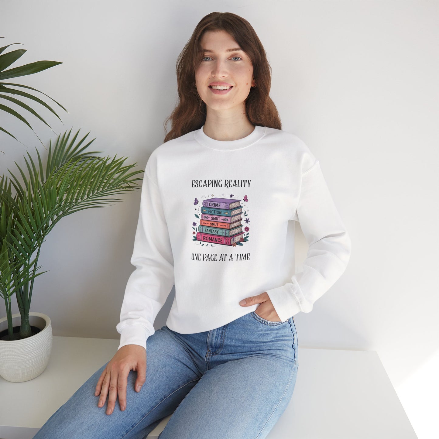 Escaping Reality One Page At A Time Heavy Blend™ Crewneck Sweatshirt