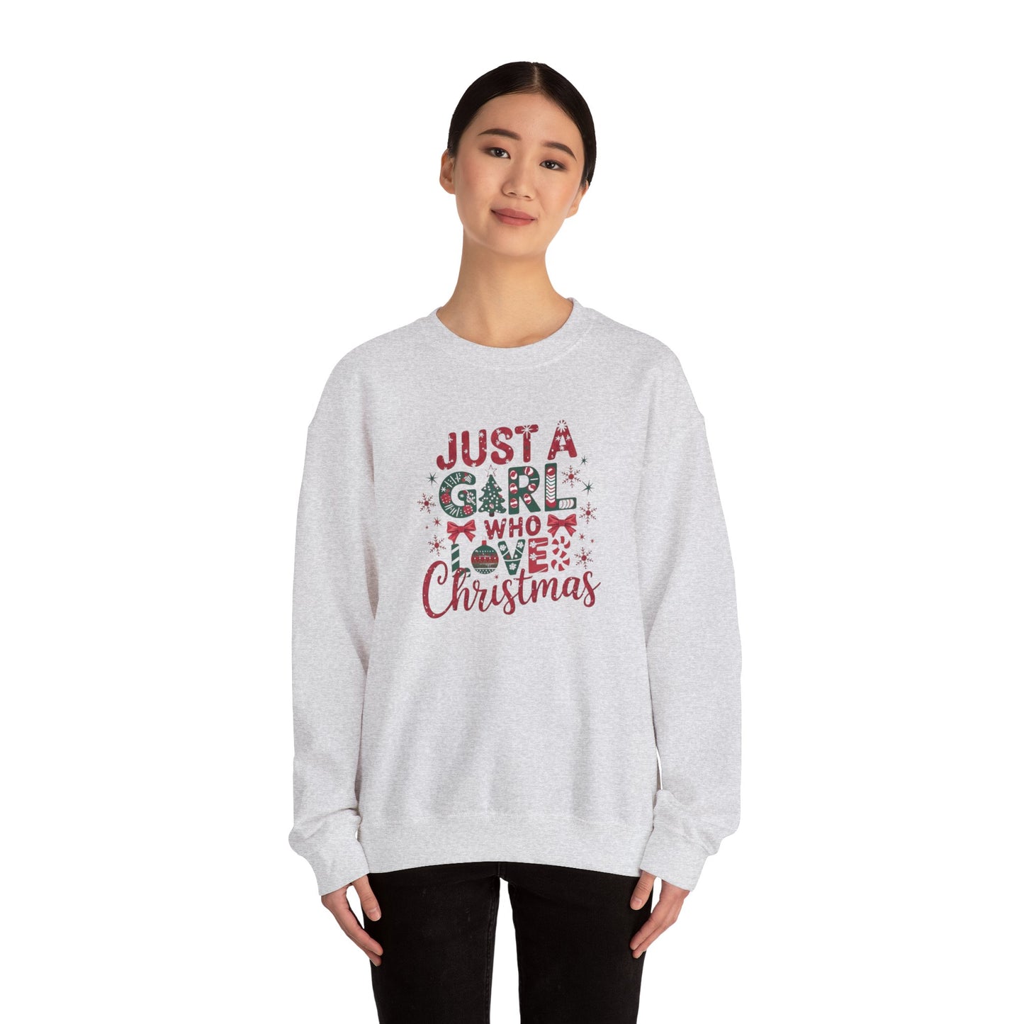 Just A Girl Who Loves Christmas Heavy Blend™ Crewneck Sweatshirt