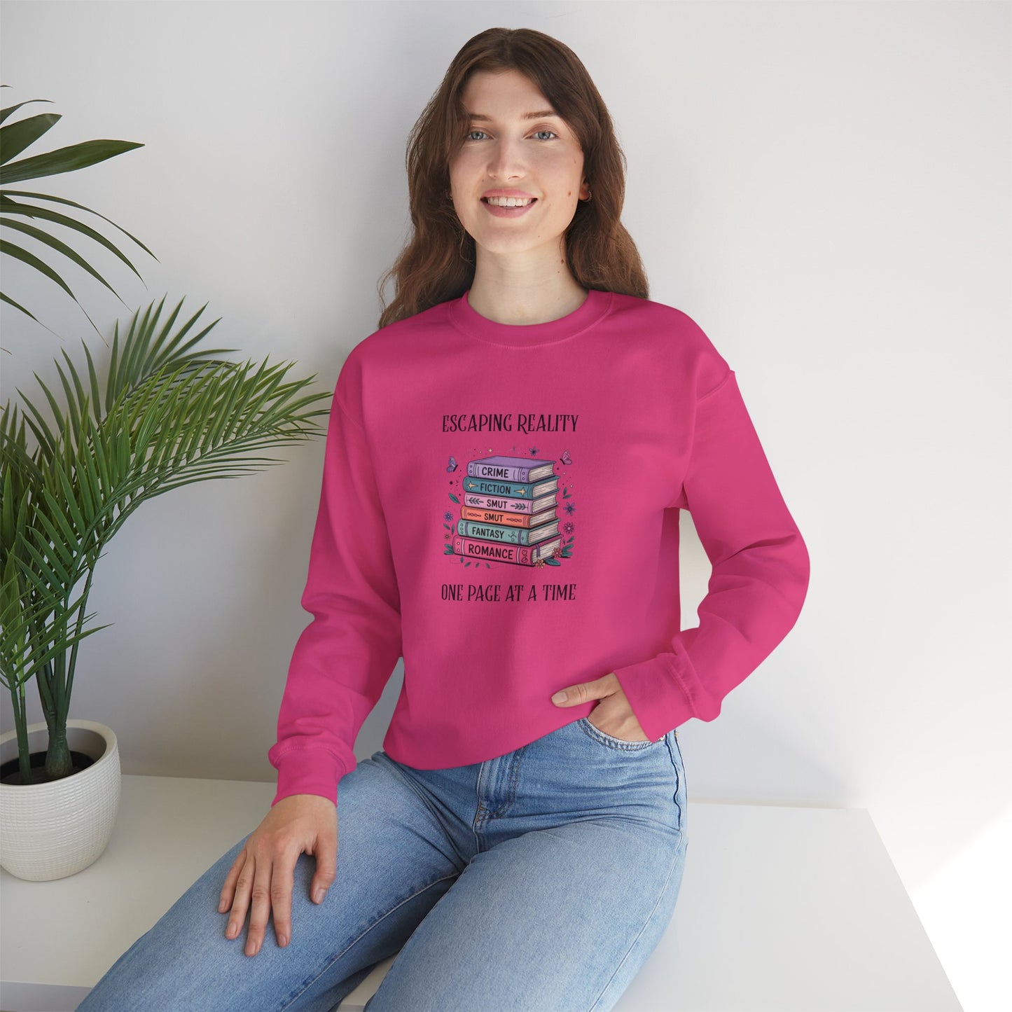 Escaping Reality One Page At A Time Heavy Blend™ Crewneck Sweatshirt