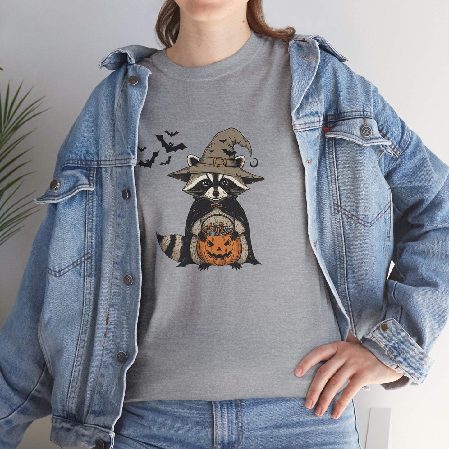 Halloween Raccoon Unisex Heavy Cotton Tee