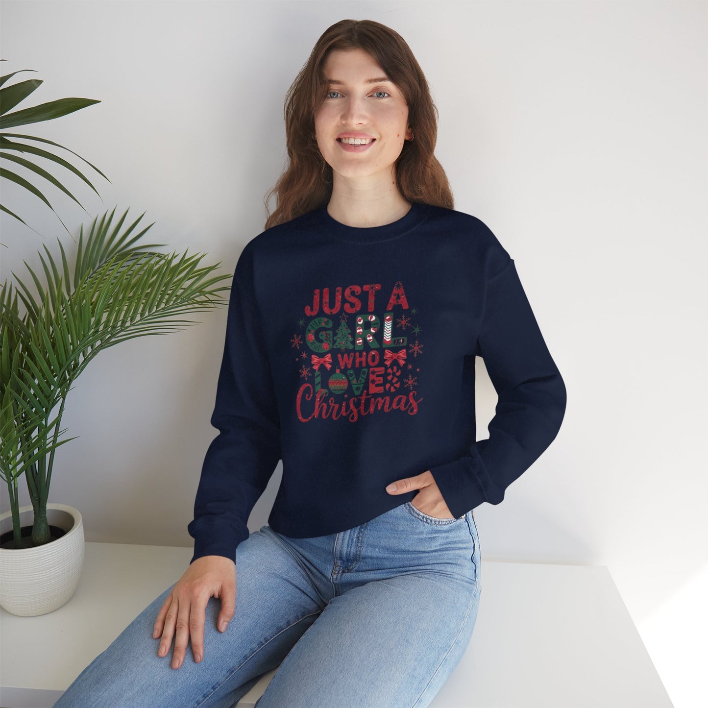 Just A Girl Who Loves Christmas Heavy Blend™ Crewneck Sweatshirt