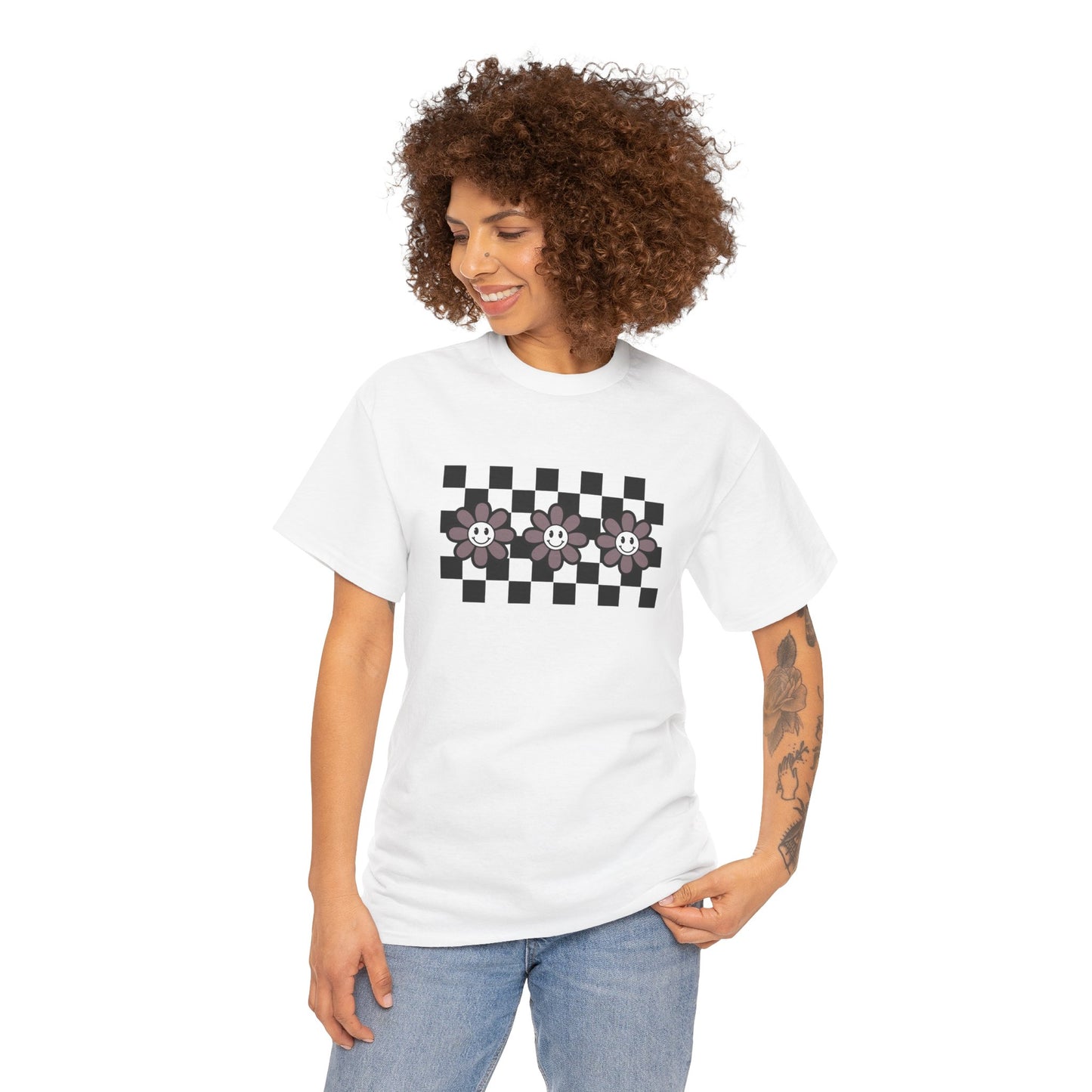 Checkered Flowers Heavy Cotton Tee