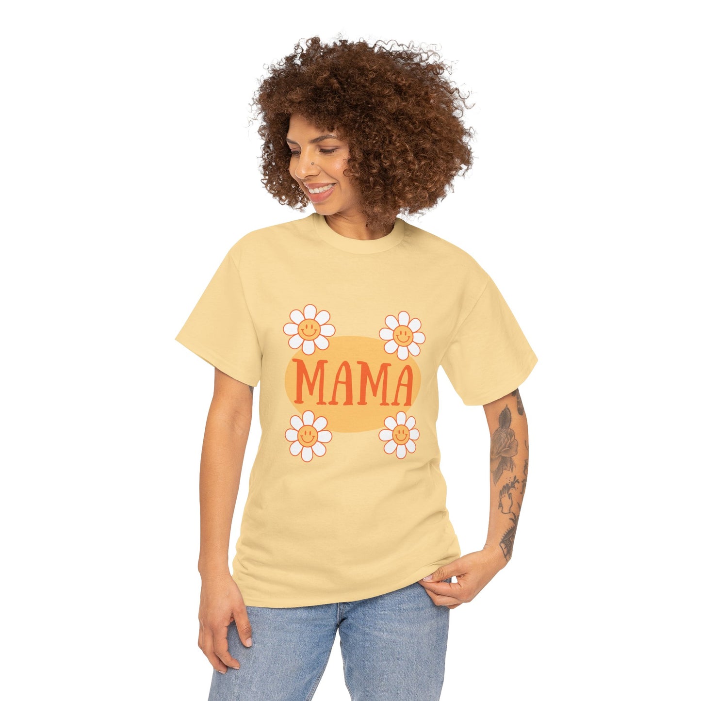 MAMA Retro Flowers Heavy Cotton Tee