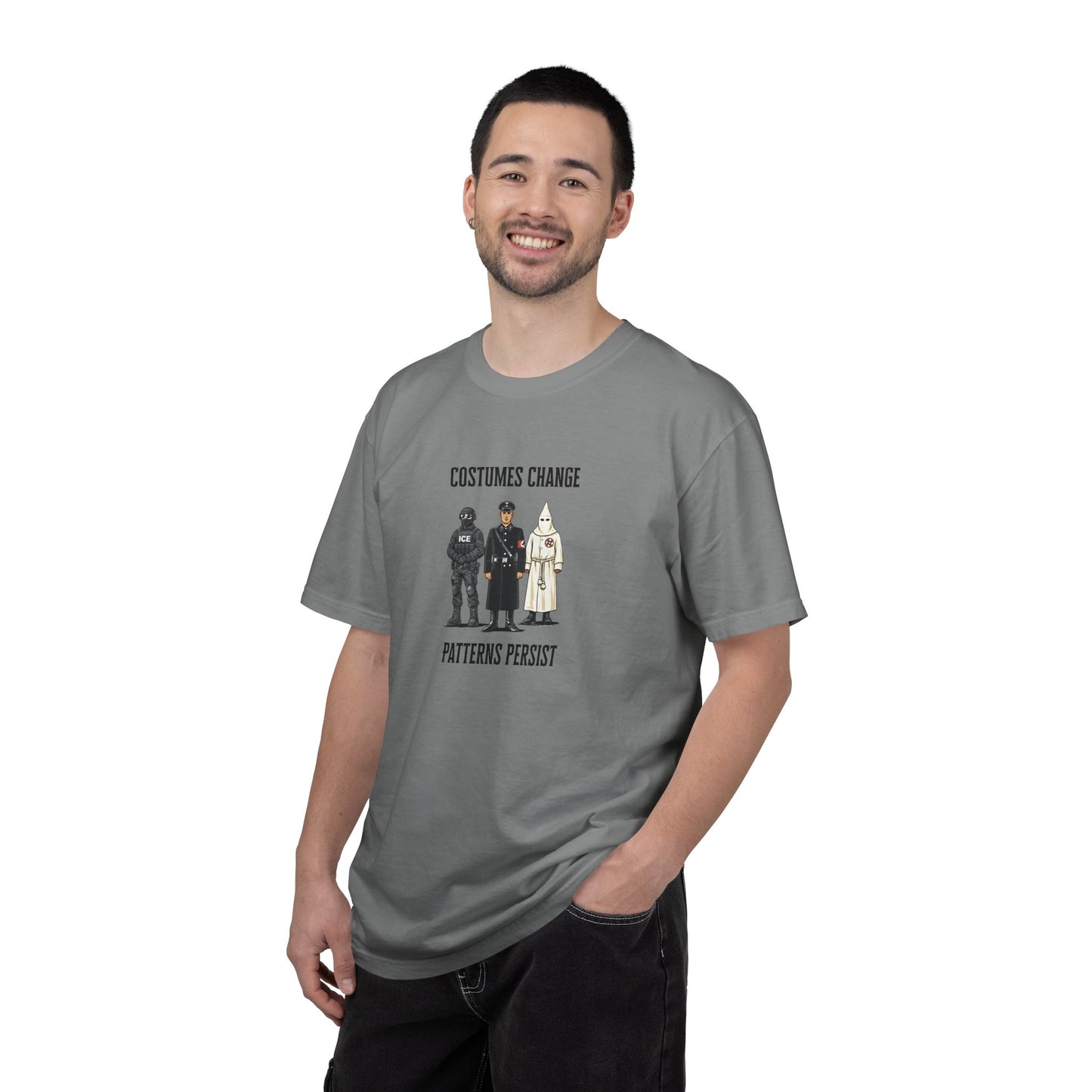 Costumes Change. Patterns Persist. Unisex Garment-Dyed T-shirt