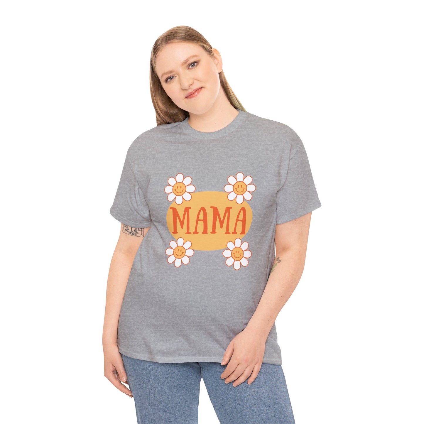 MAMA Retro Flowers Heavy Cotton Tee