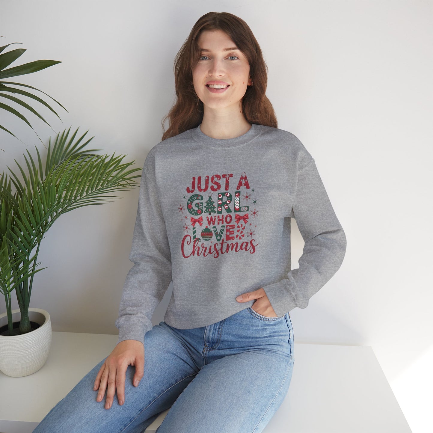 Just A Girl Who Loves Christmas Heavy Blend™ Crewneck Sweatshirt