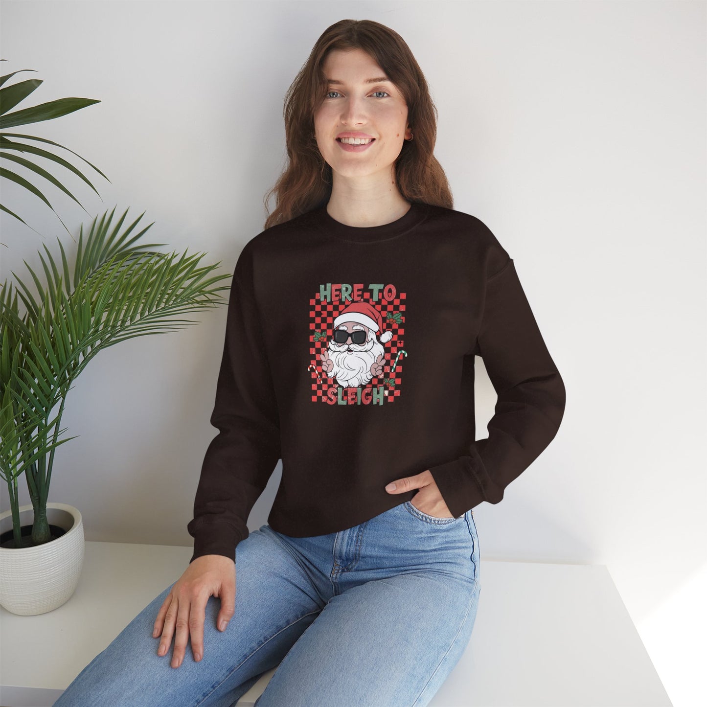 Here To Sleigh Heavy Blend™ Crewneck Sweatshirt