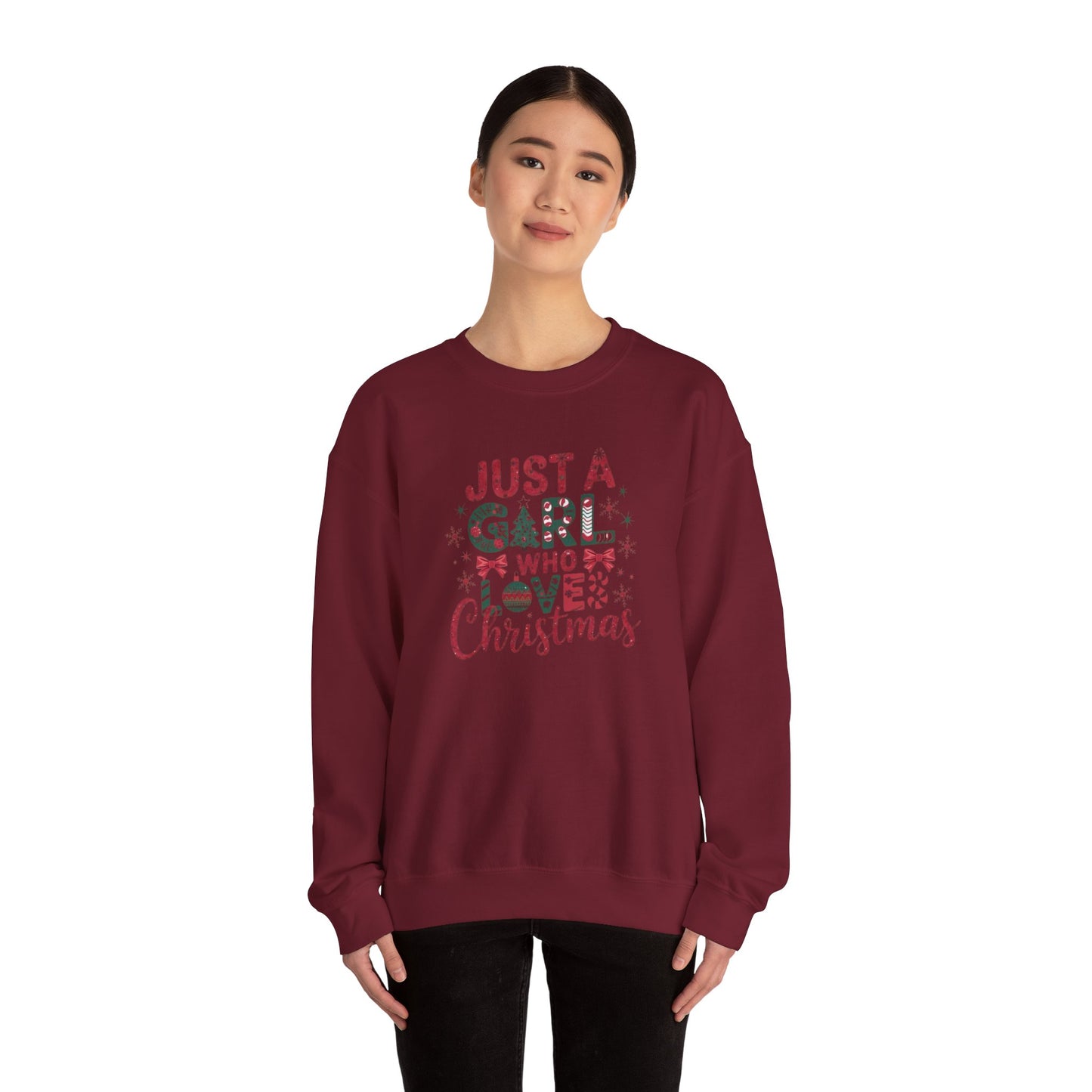 Just A Girl Who Loves Christmas Heavy Blend™ Crewneck Sweatshirt