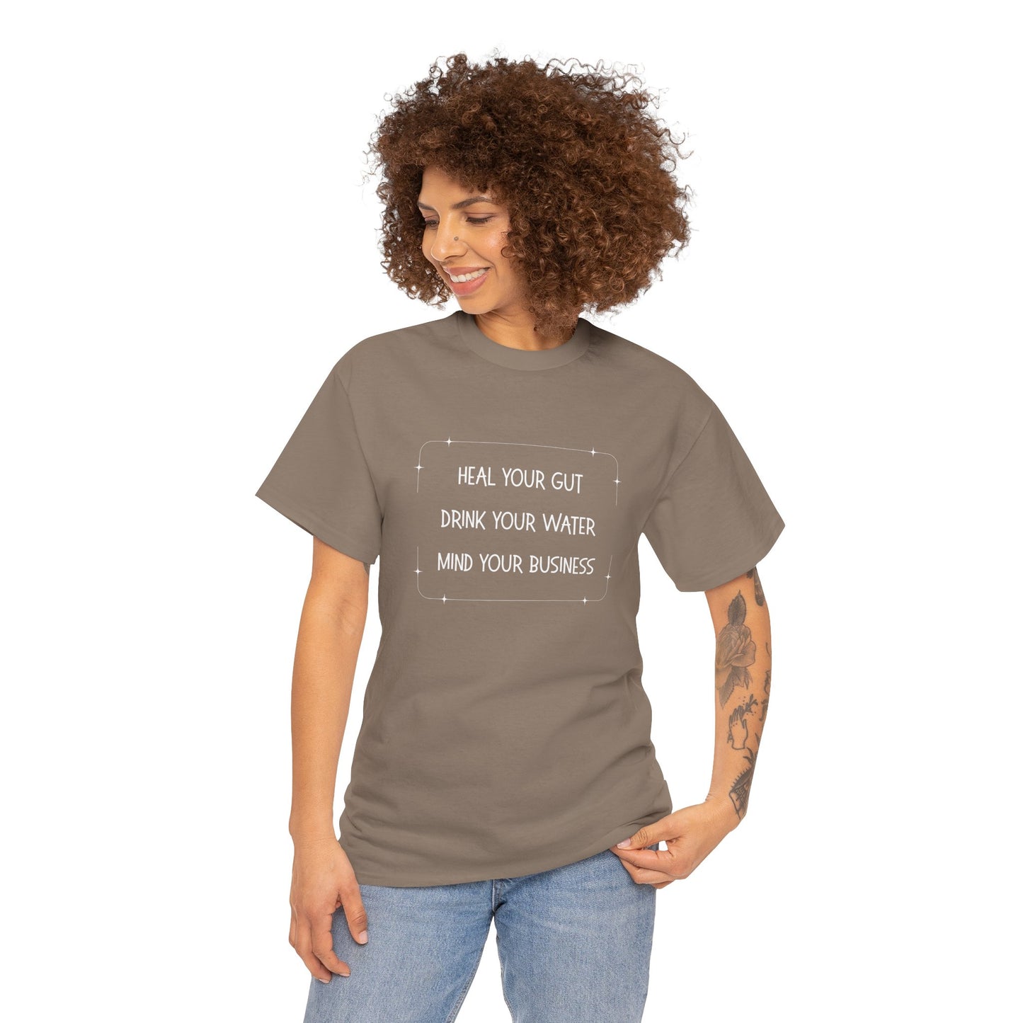 Heal Your Gut, Drink Your Water, Mind Your Business Unisex Heavy Cotton Tee