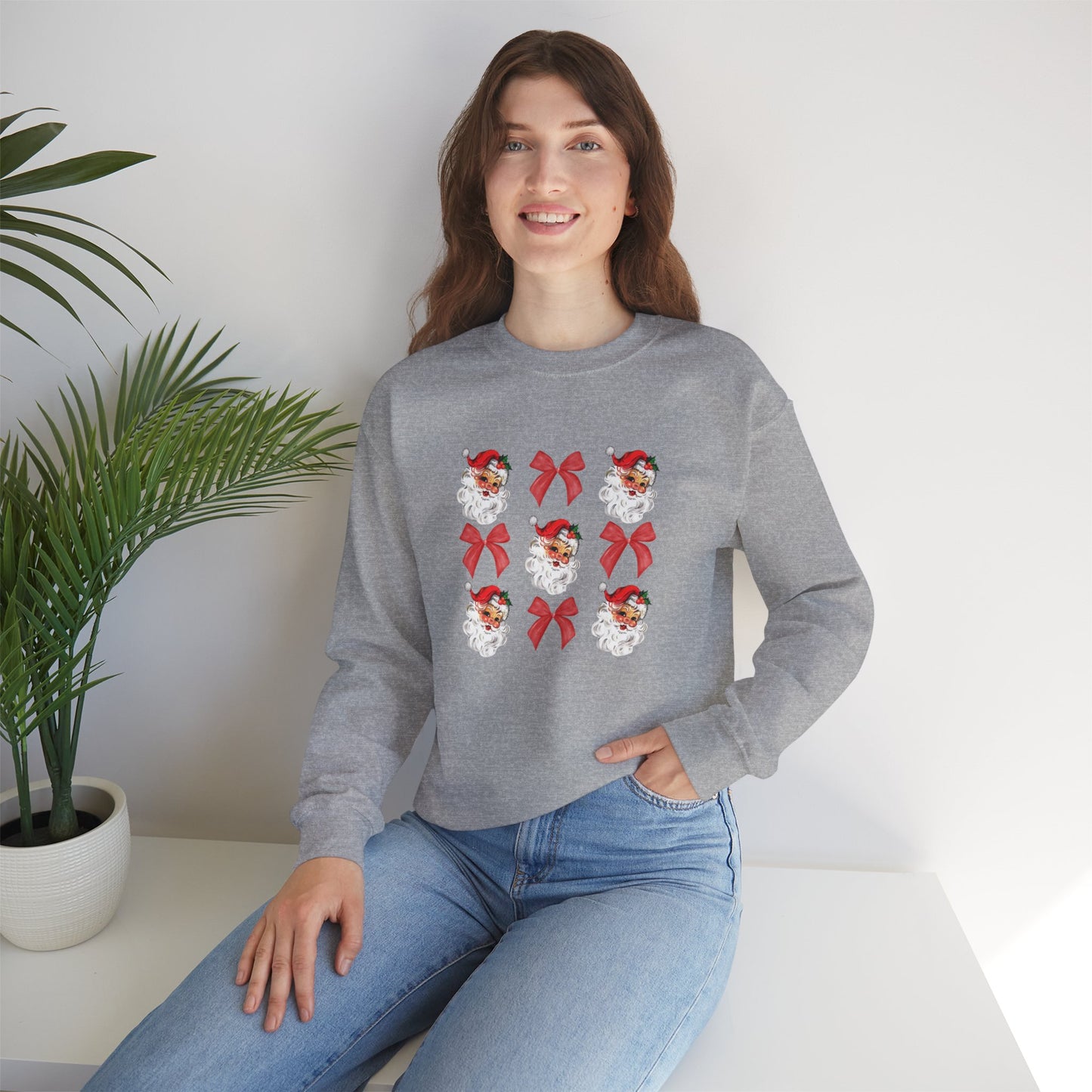 Christmas Bows & Santa Unisex Heavy Blend™ Crewneck Sweatshirt